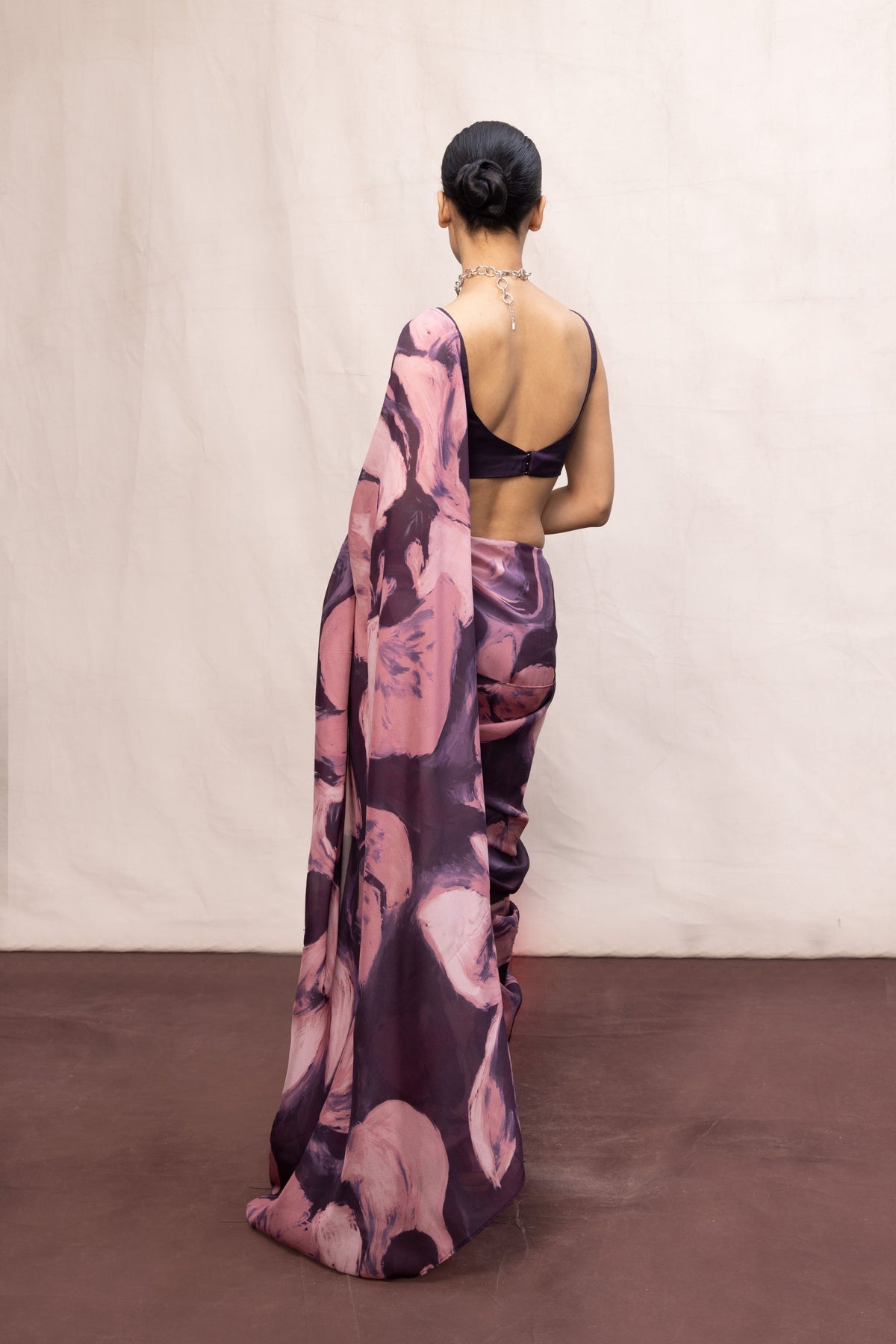 Purple & Pink Brush Stroke Saree