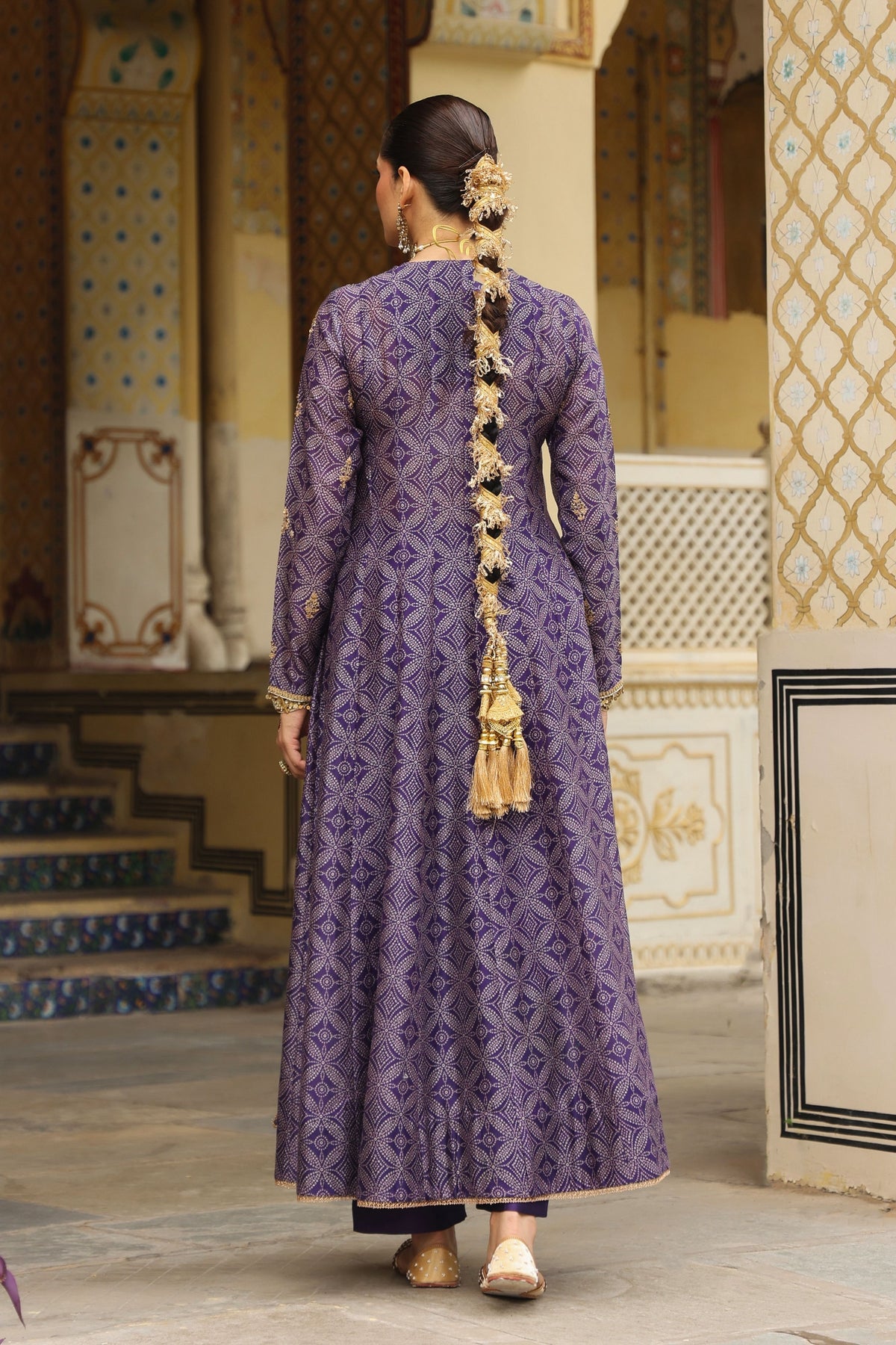 Purple Ahista Printed KalidarSet