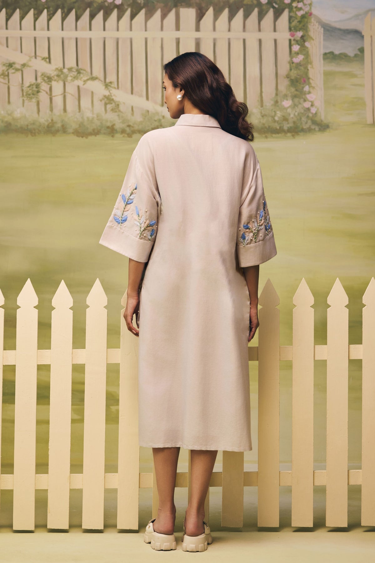 Mist Blue Garden Shirt Dress