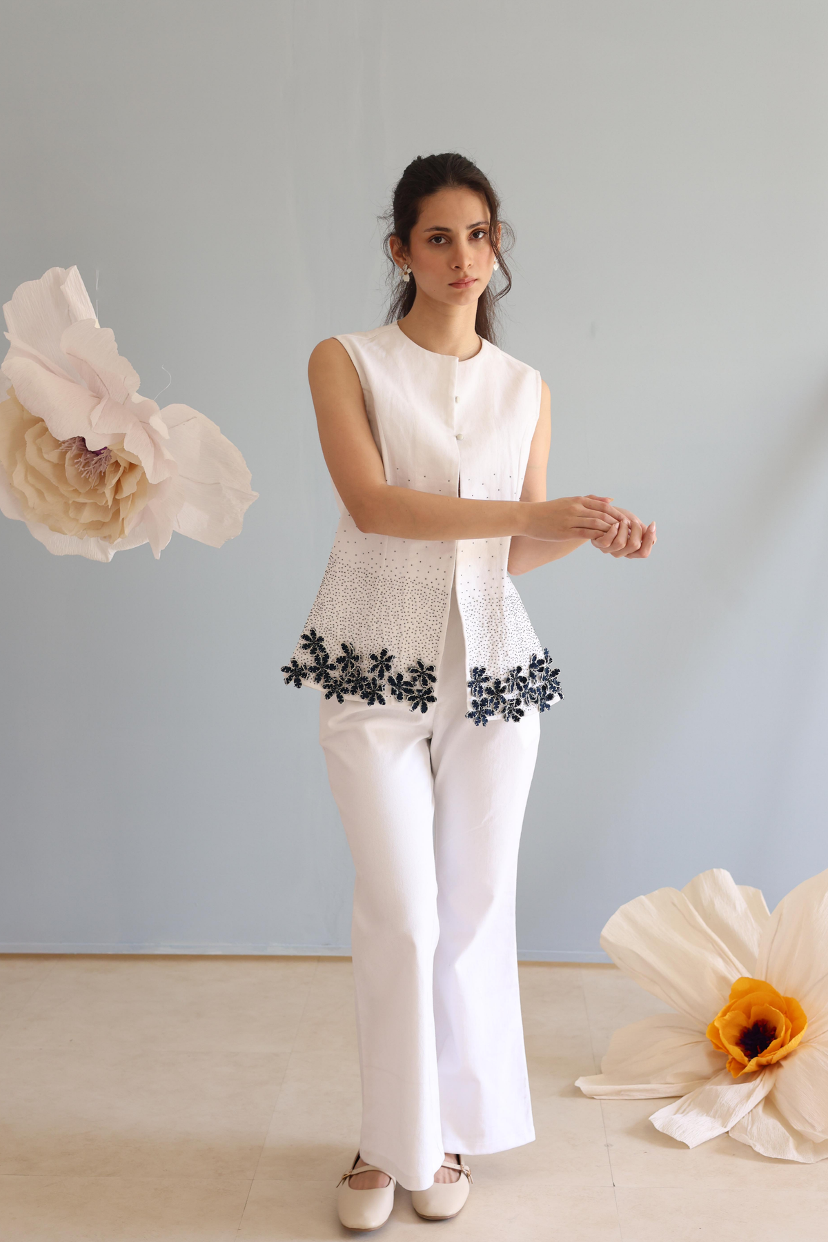 Ivory 3D Floral Top