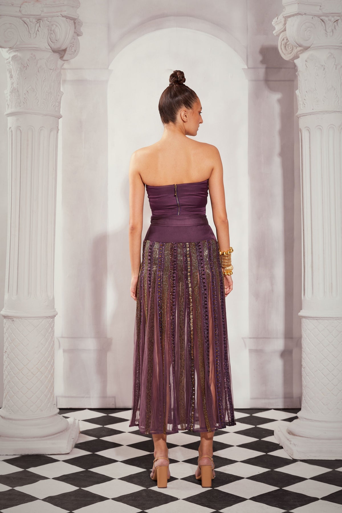 Aubergine Heavy Embellished Skirt