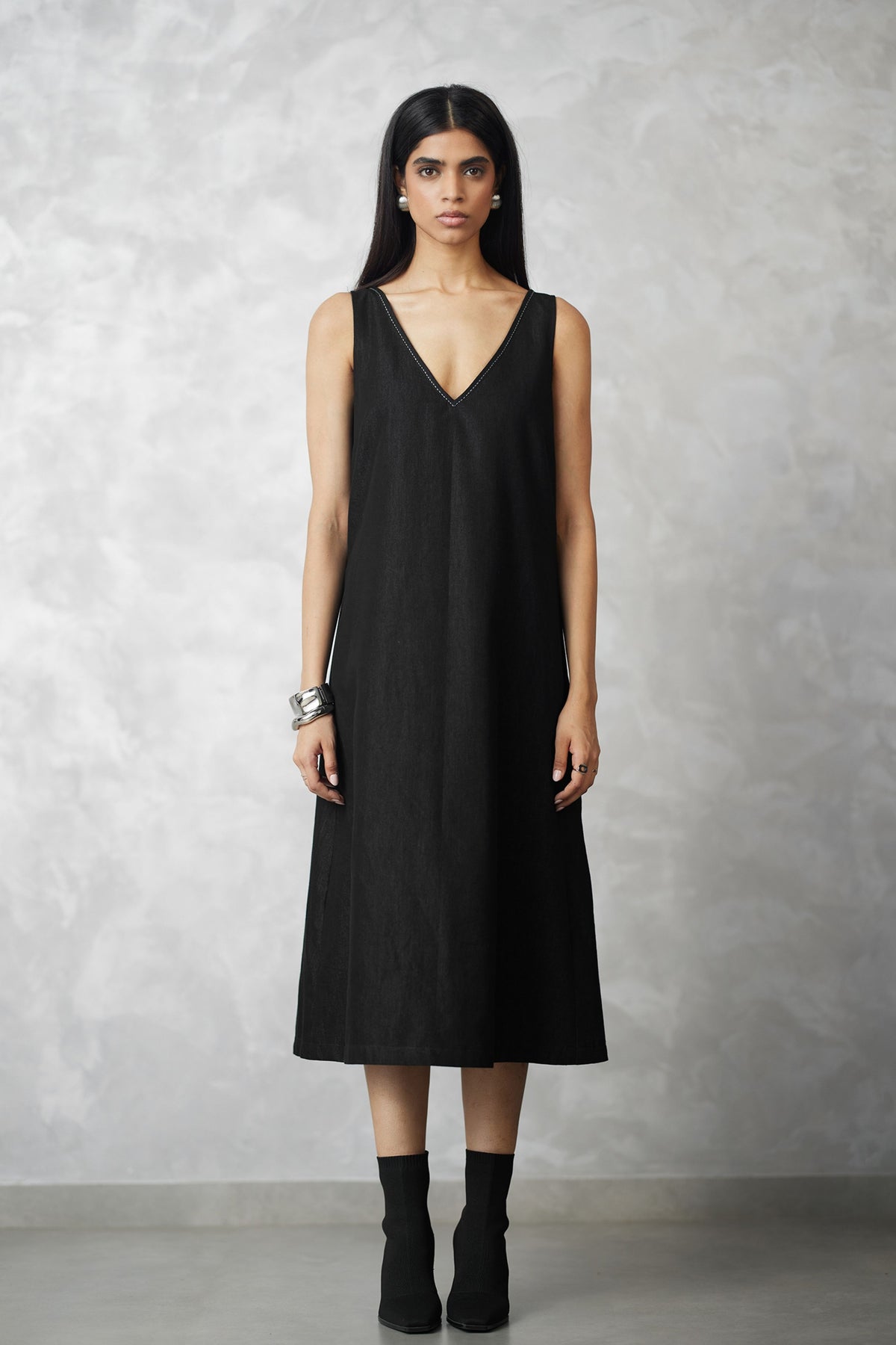 Black Jacket With Denim Dress