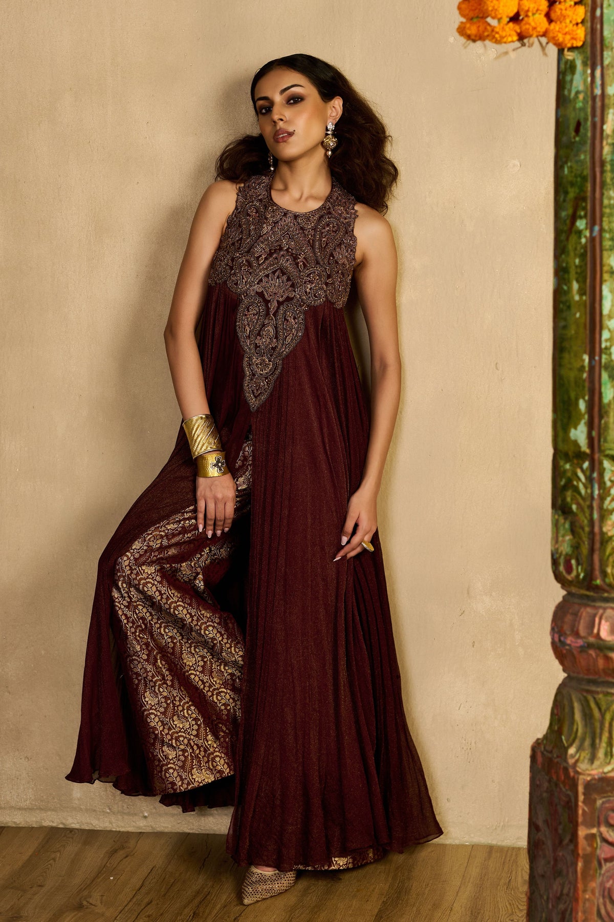 Begum Maroon Kurta Set