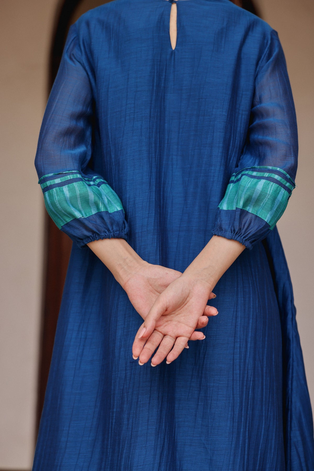 Indigo Pintuck Dress