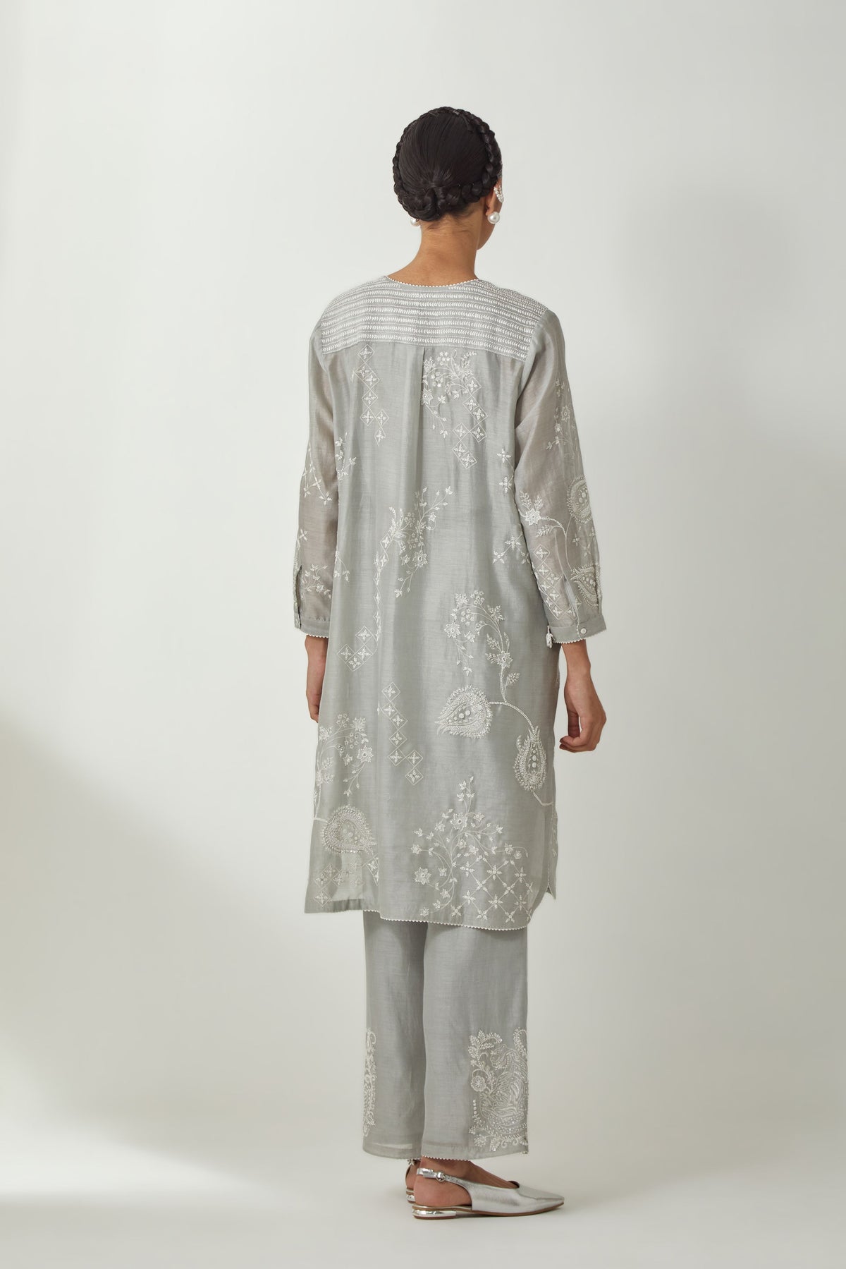 Grey Sequins Kurta Set