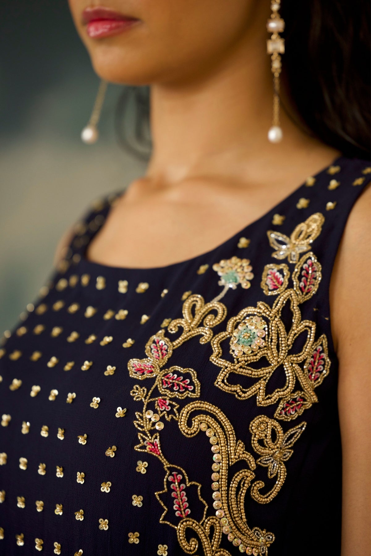 Blue and Green Kurta Set