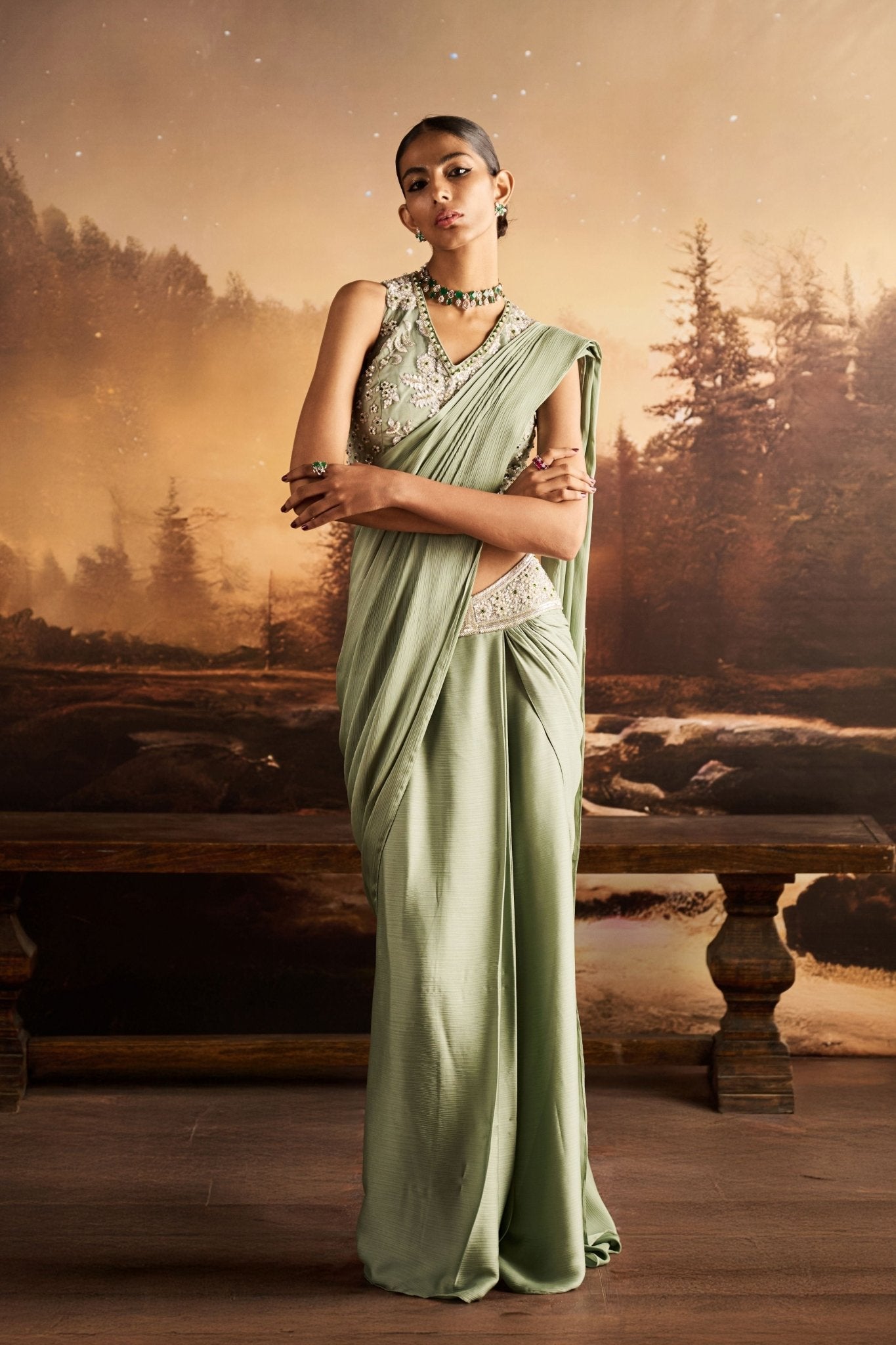 Mapple Saree Set - Rococo - Elahe