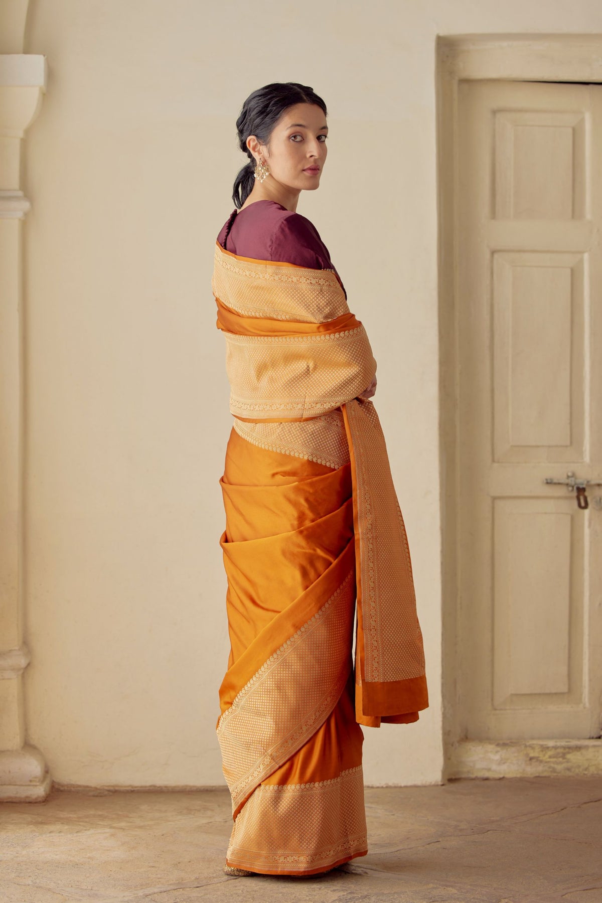 Nargiz Burnt Orange Saree