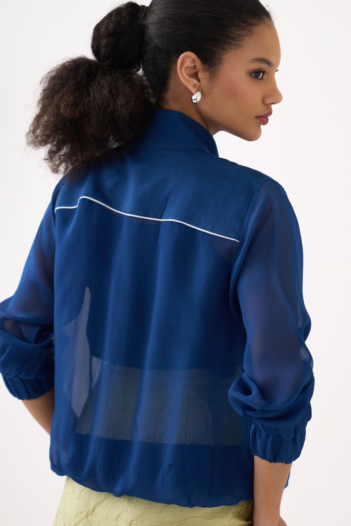High Neck Floral Apllique Bomber Jacket