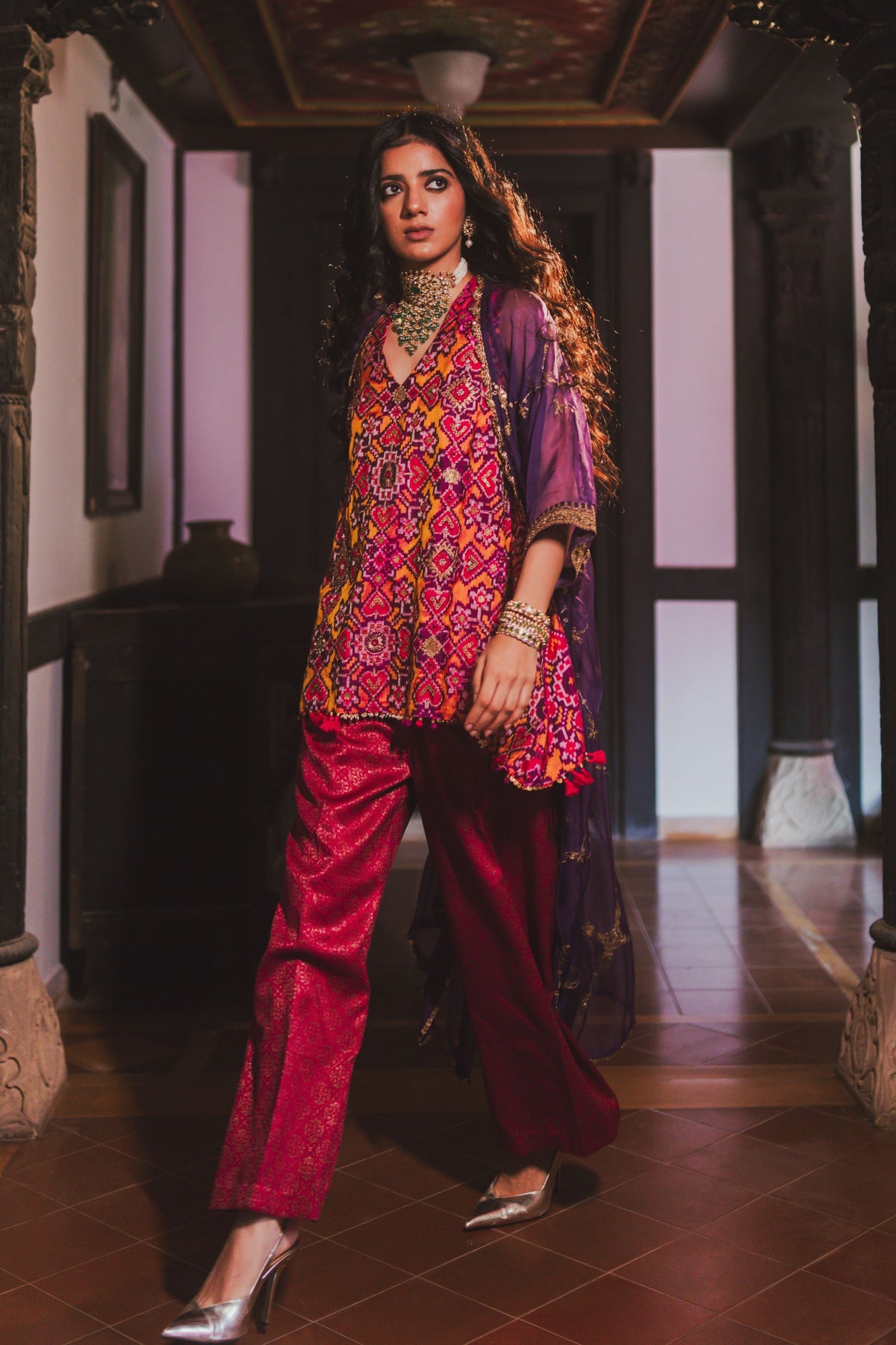 Kavita Yellow Cape Set
