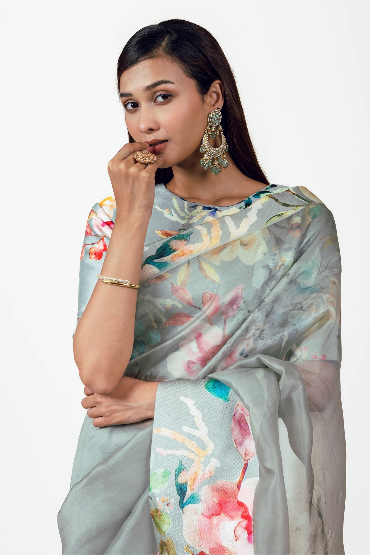 Julie French Grey Organza Saree