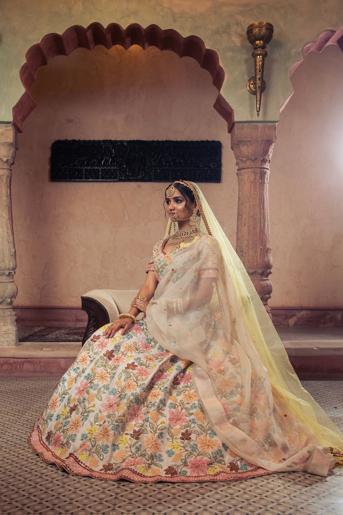 Ivory Embroidered Lehenga Set