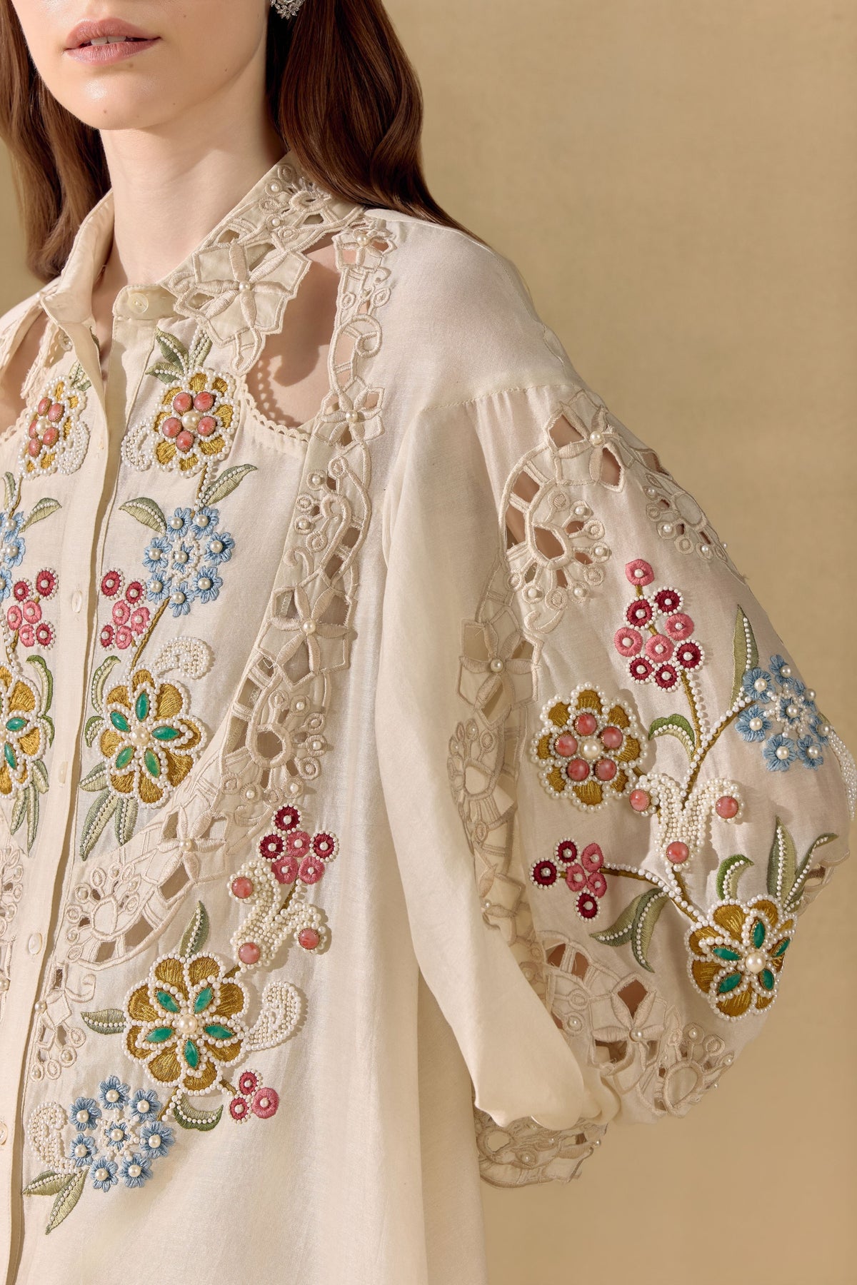 Ivory Fleur Cutout Shirt