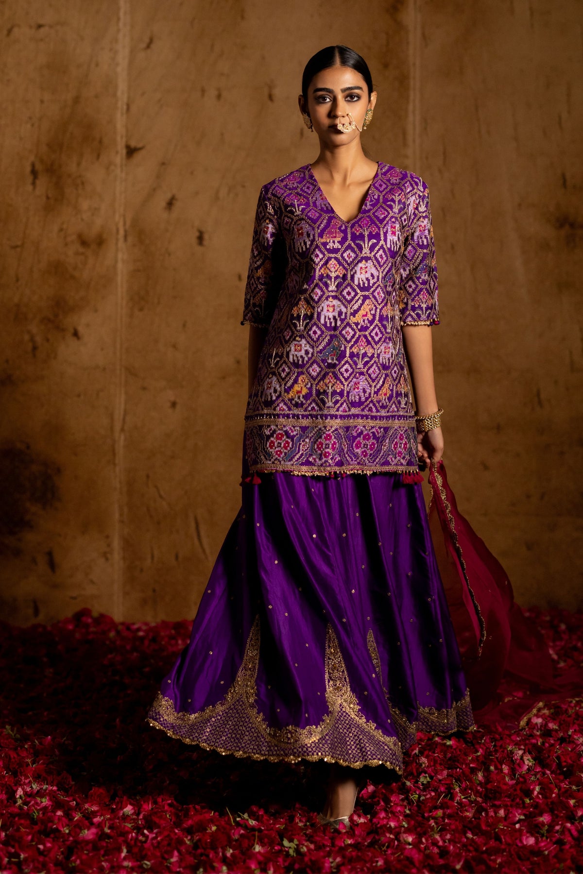 Purple Patola Sharara Set