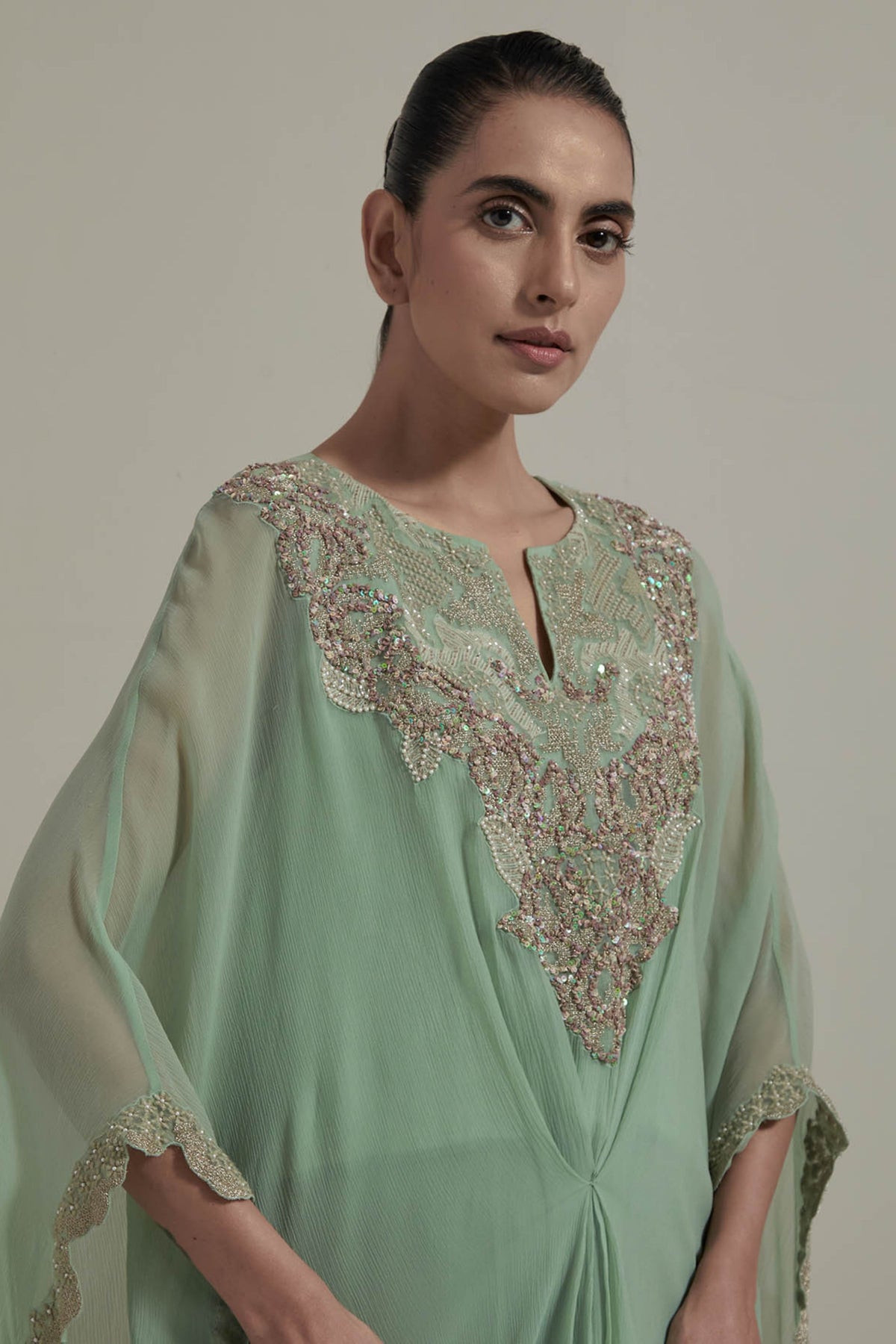 Green Embroidered Sharara Set
