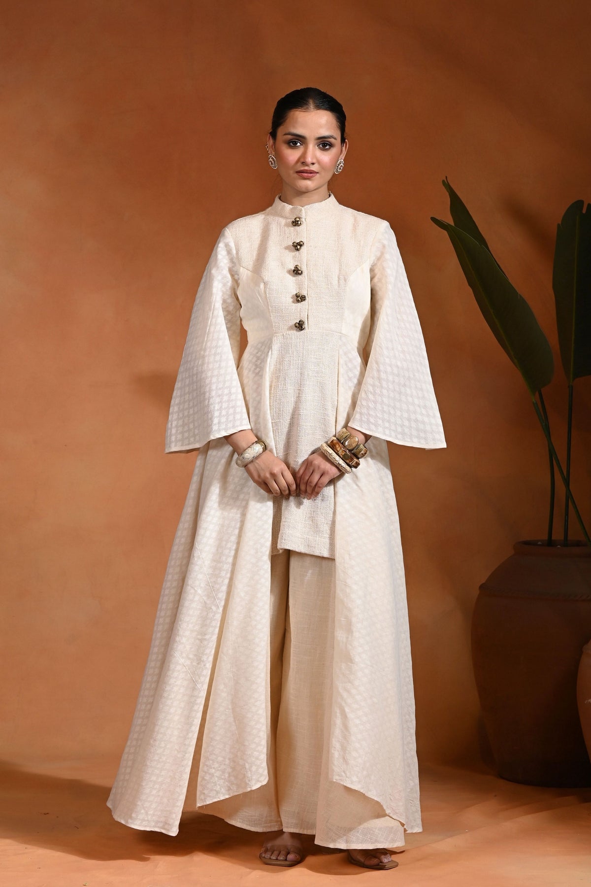Long Tales Ivory Gold Tunic Set