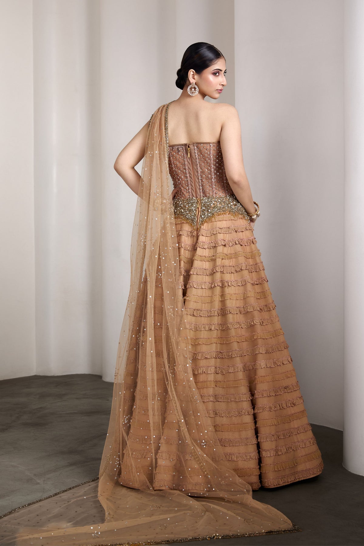 Nude Ruffle Lehenga Set