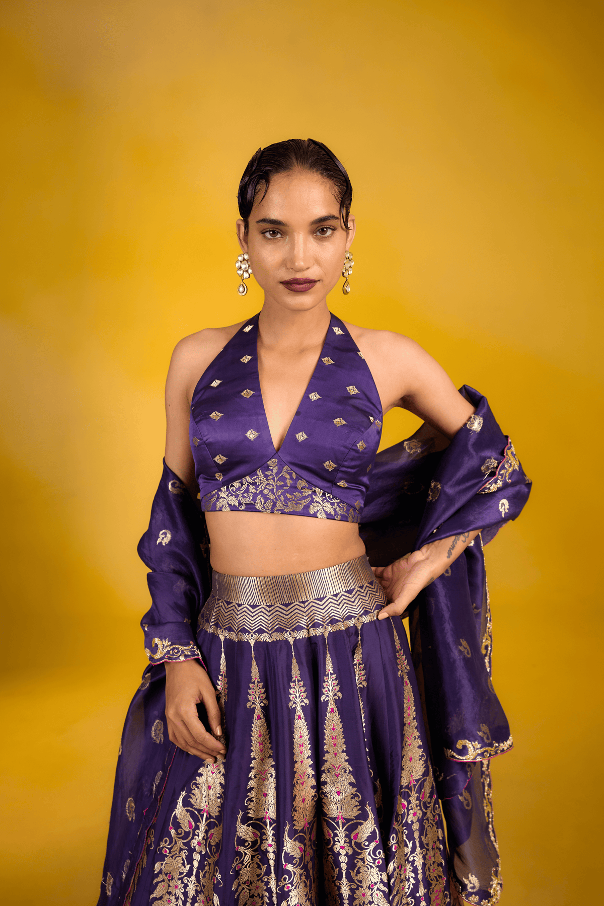 The Midnight Orchid Lehenga
