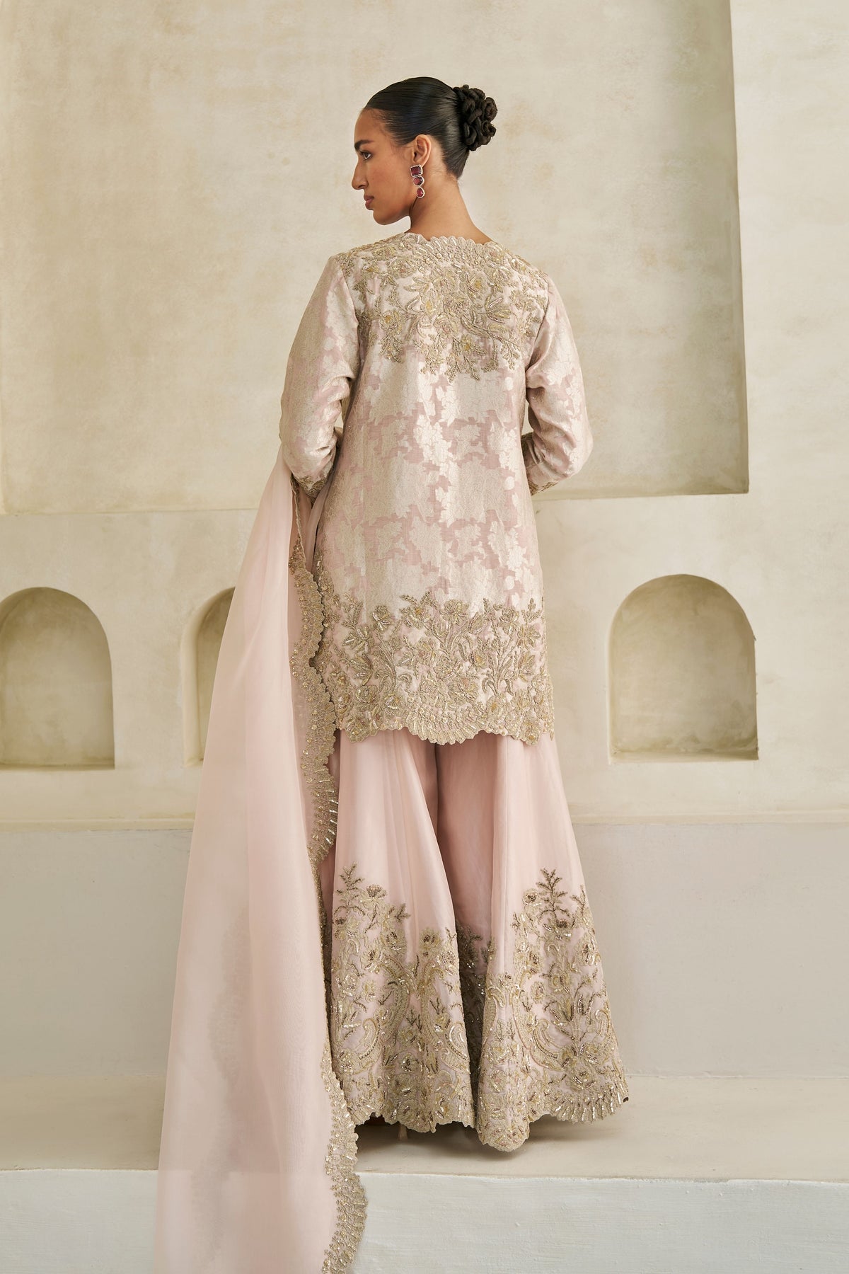 Roselle Brocade Sharara Set