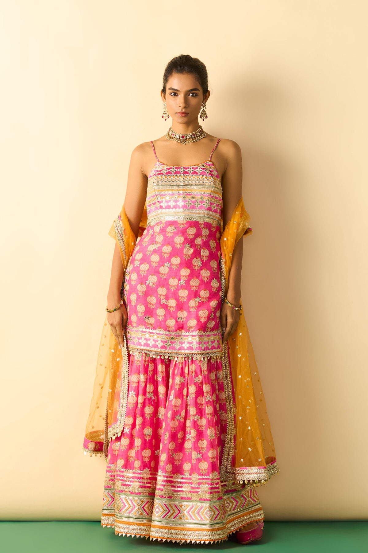 Pink Dhriaa Strappy Sharara Set
