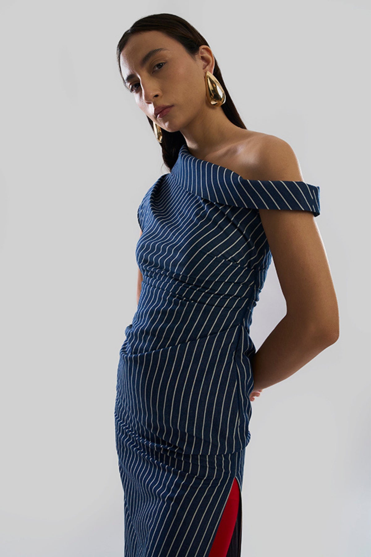Denim Linear Shift Dress