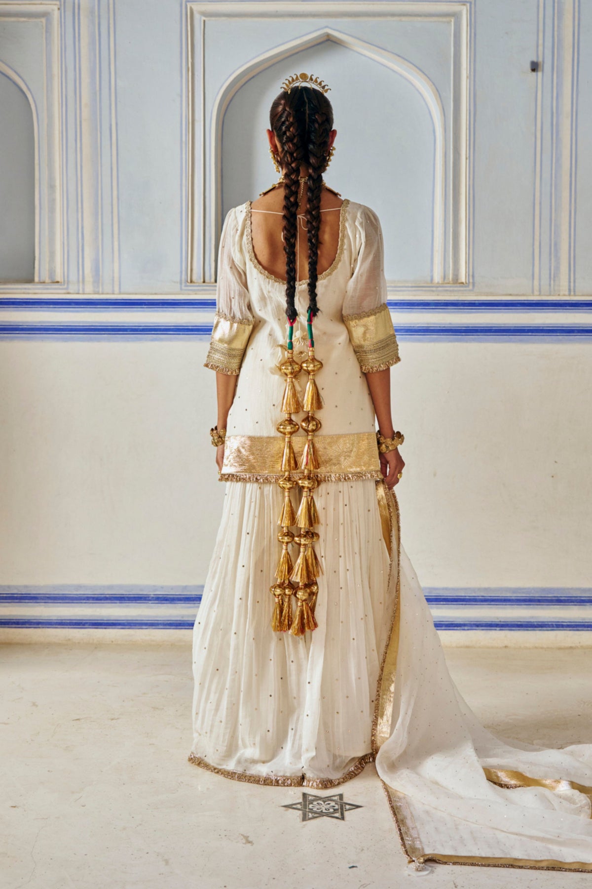 Ivory Straight Sharara Set