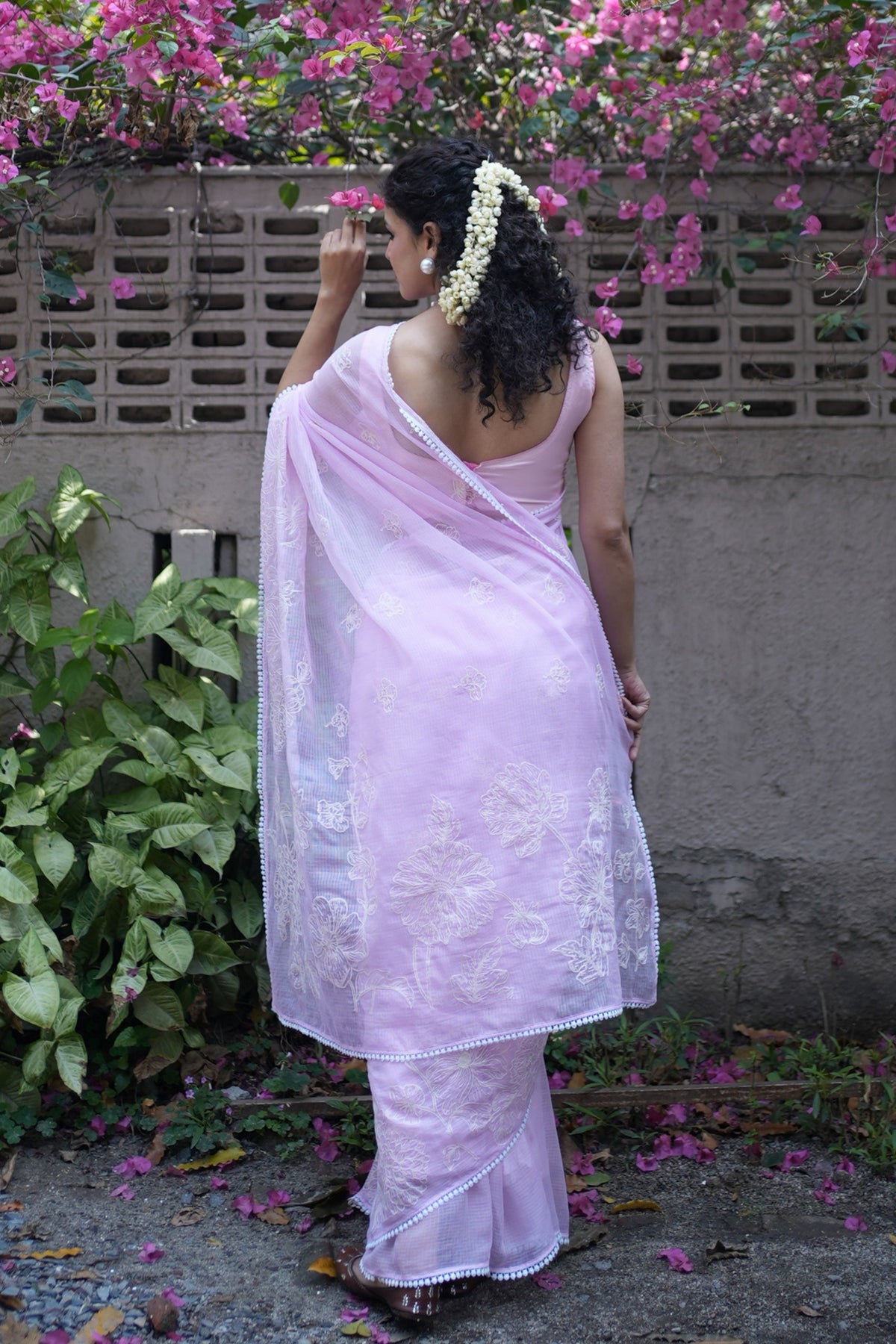 Nalini Ethereal Floral Pink Saree