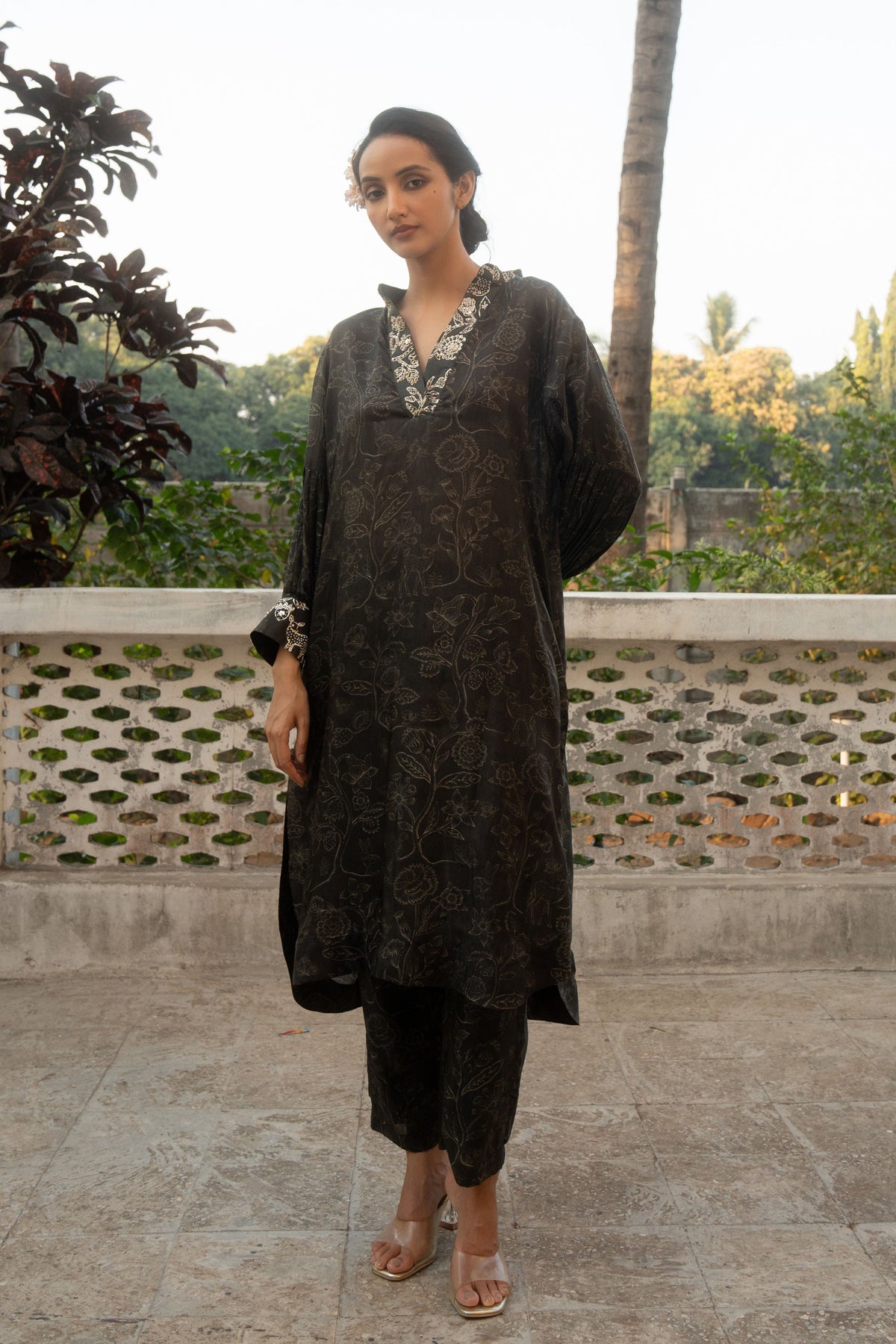 Black Deer Printed Kurta Set