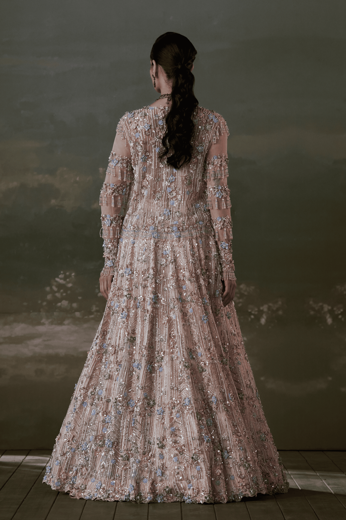 Peach Multicolored Lehenga Set