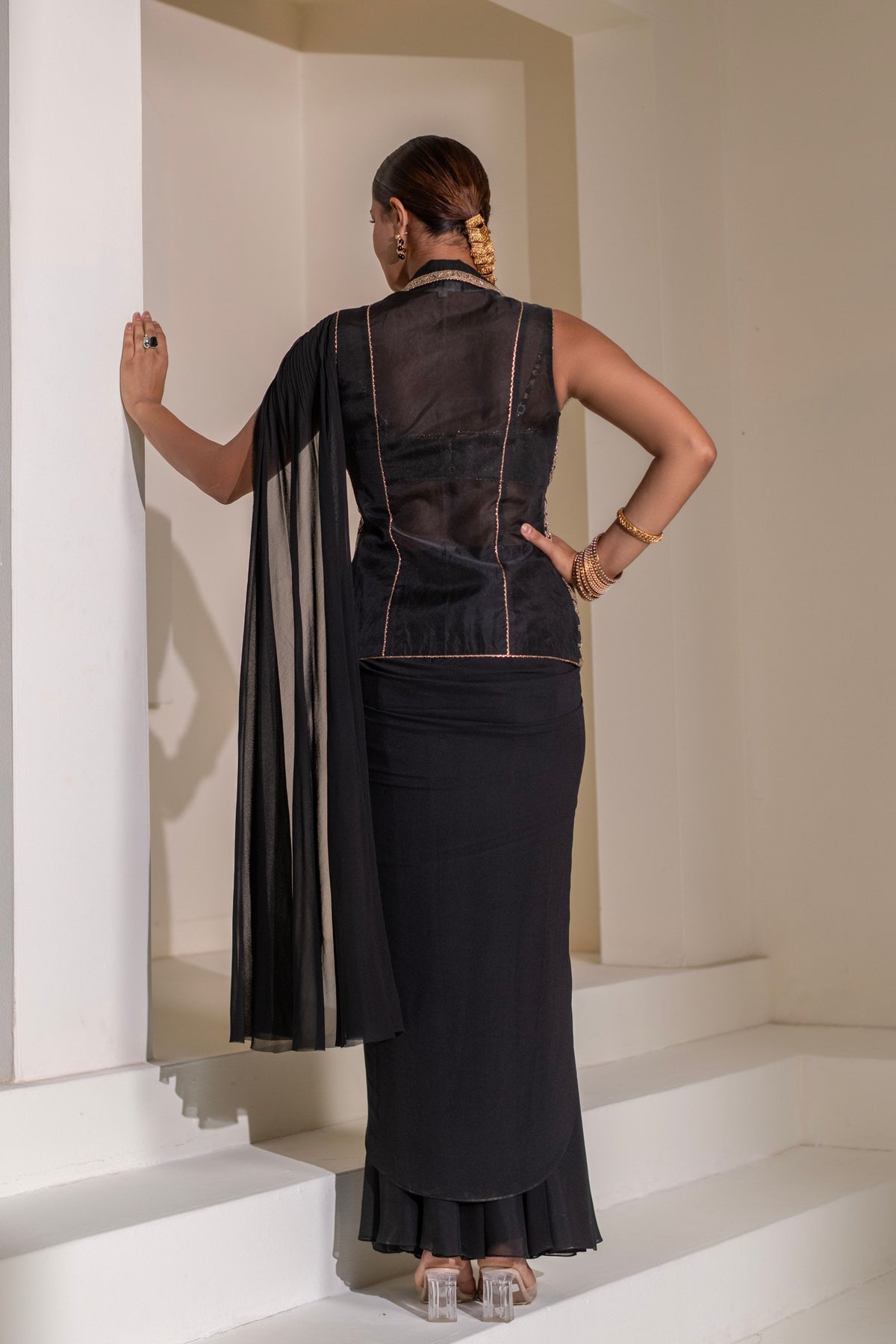 Black Jacket Saree