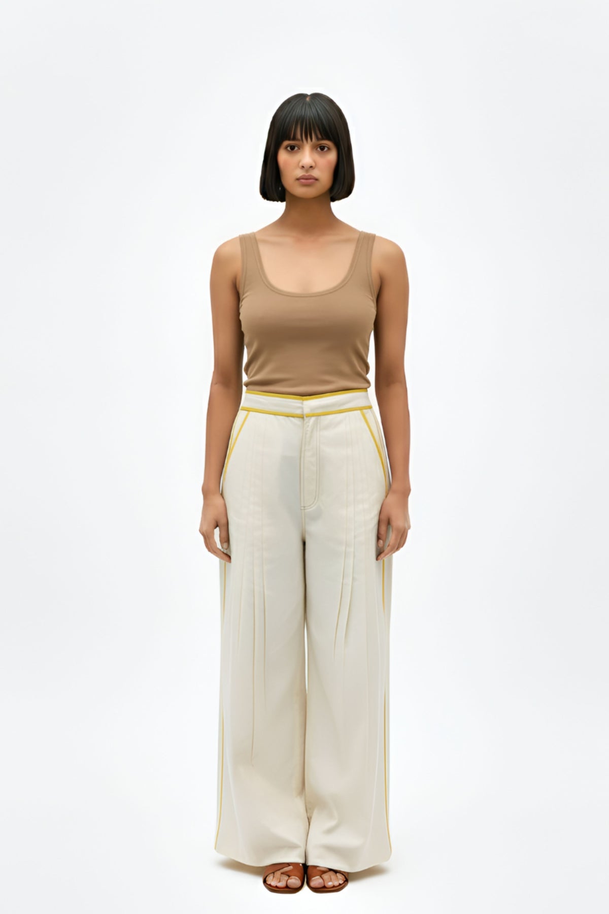 Ivory Pintucks Pants