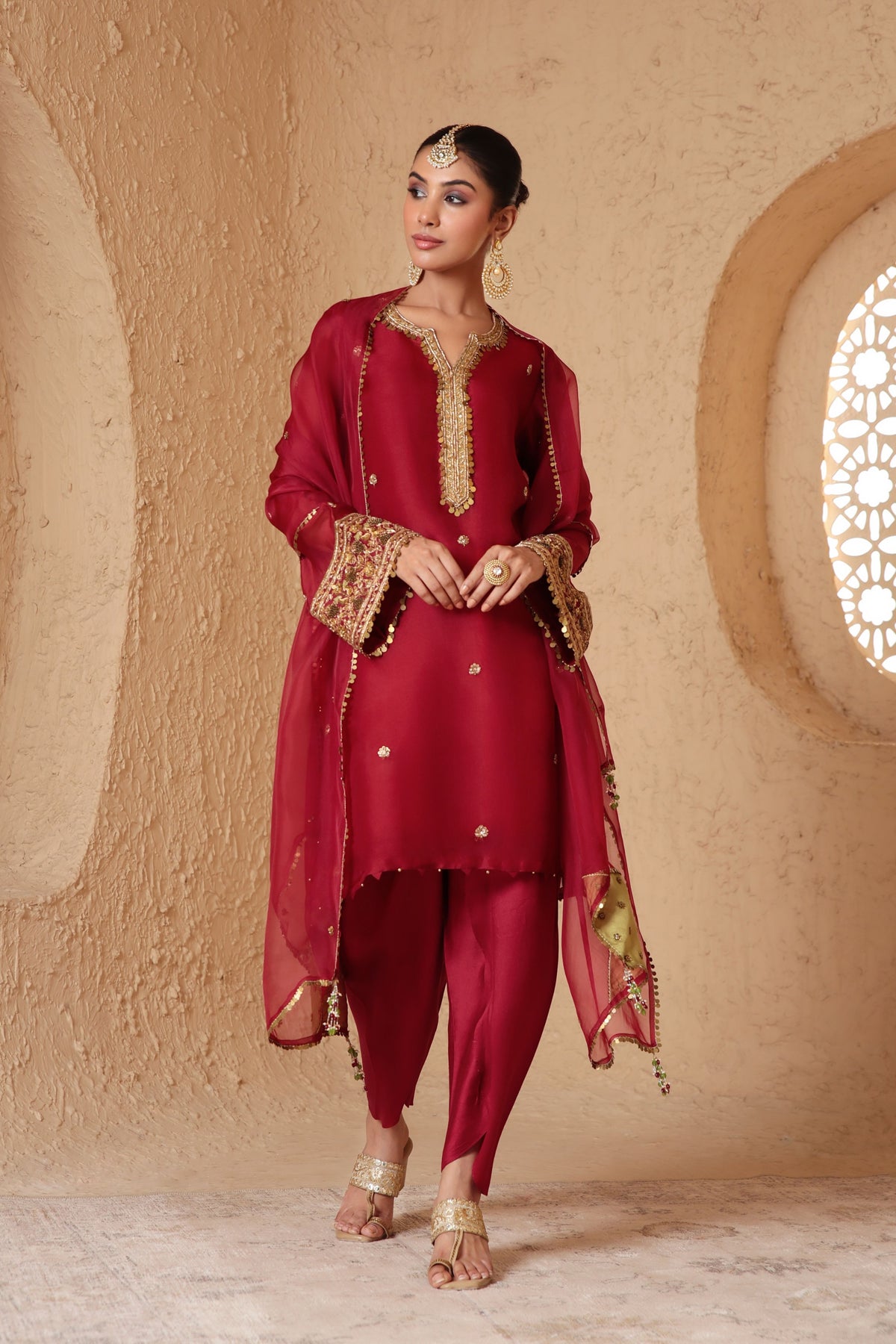 Maroon Short Kurta Set
