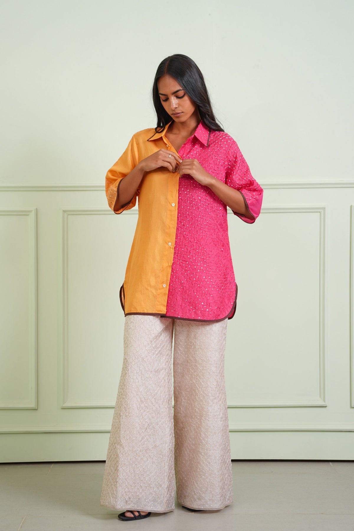 Beige Bandhani Pants