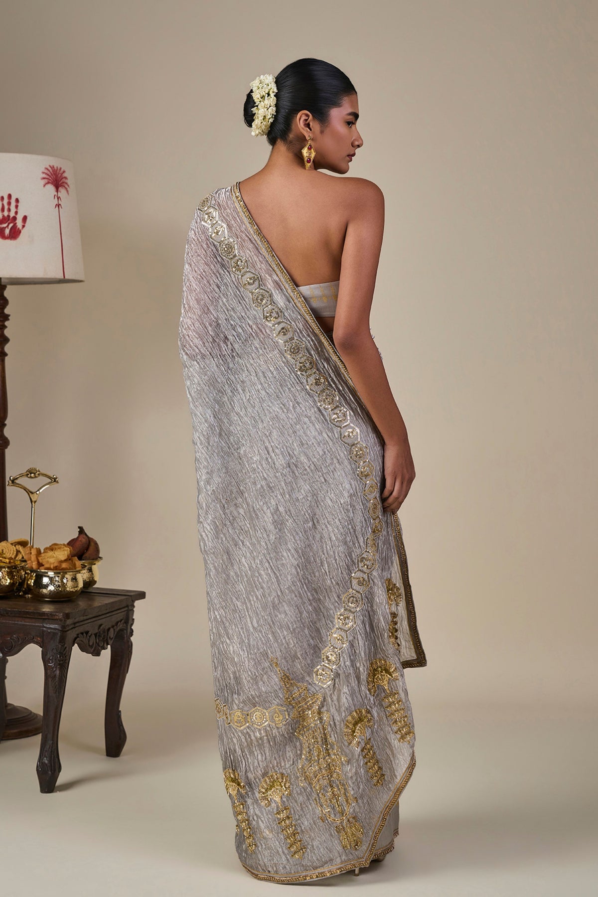 Grey Kathakali Malabar Saree