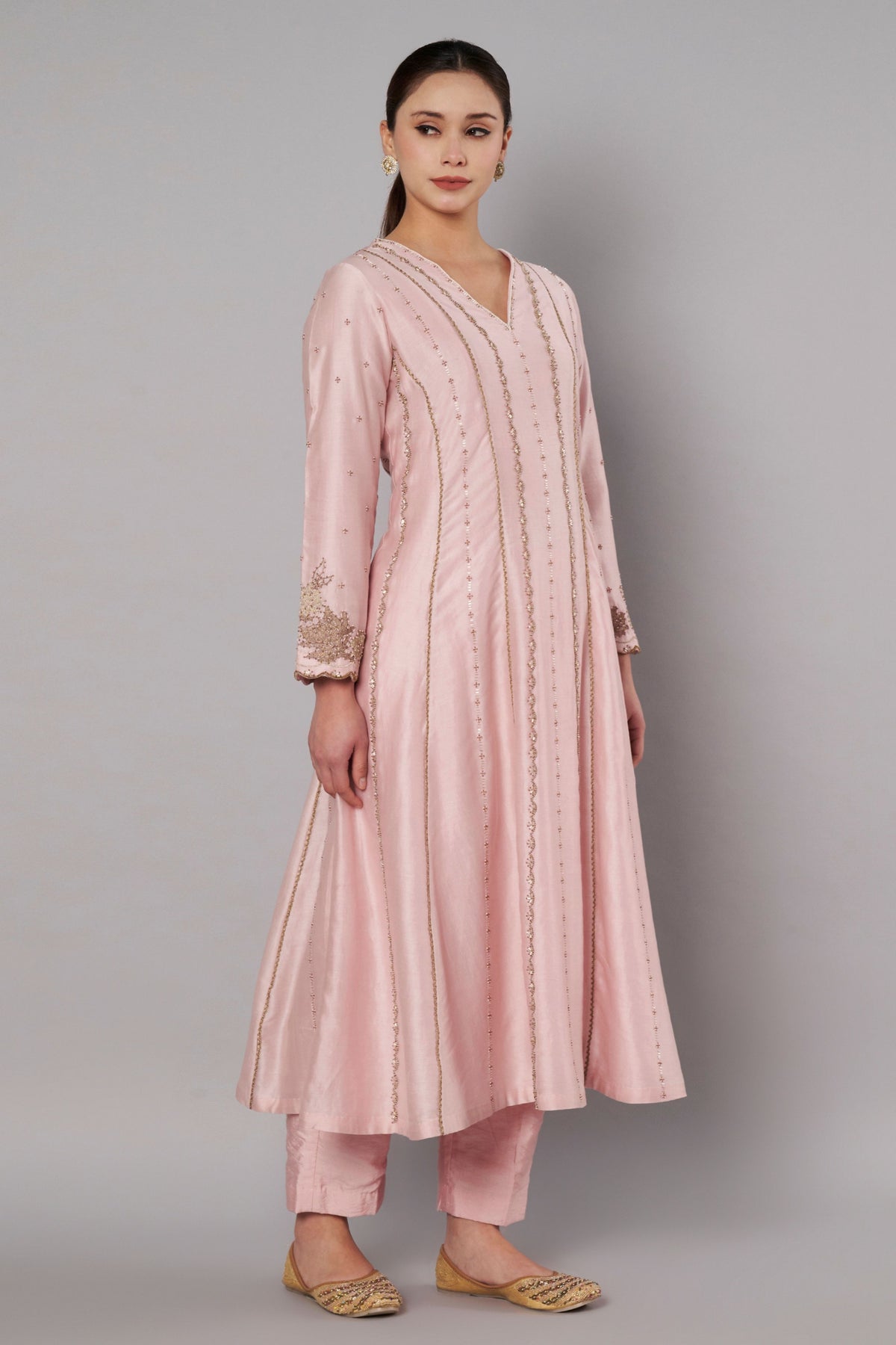 Spring Halo Muted Rose Anarkali Set