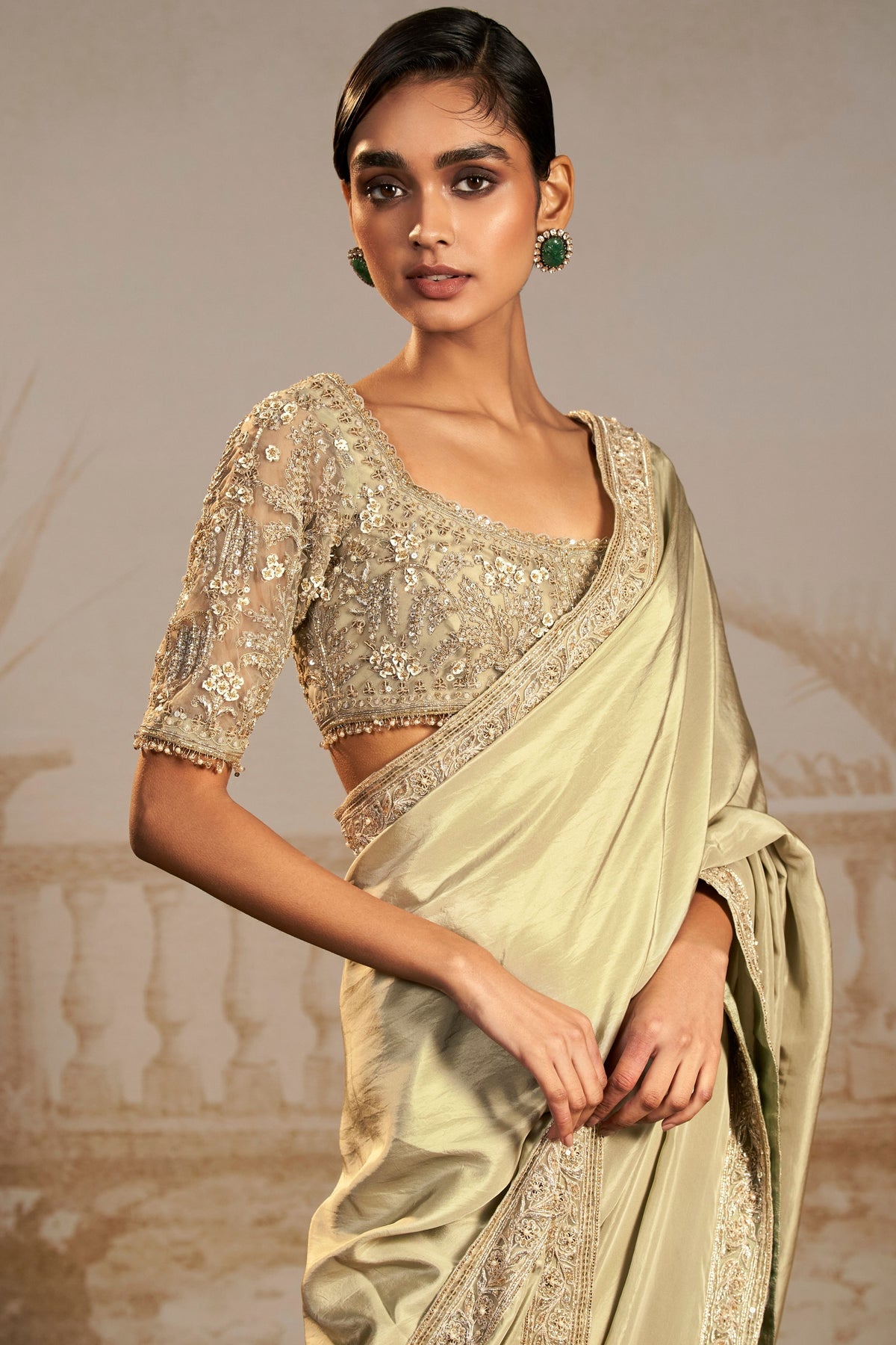 Resham Persian Embroidered Saree Set