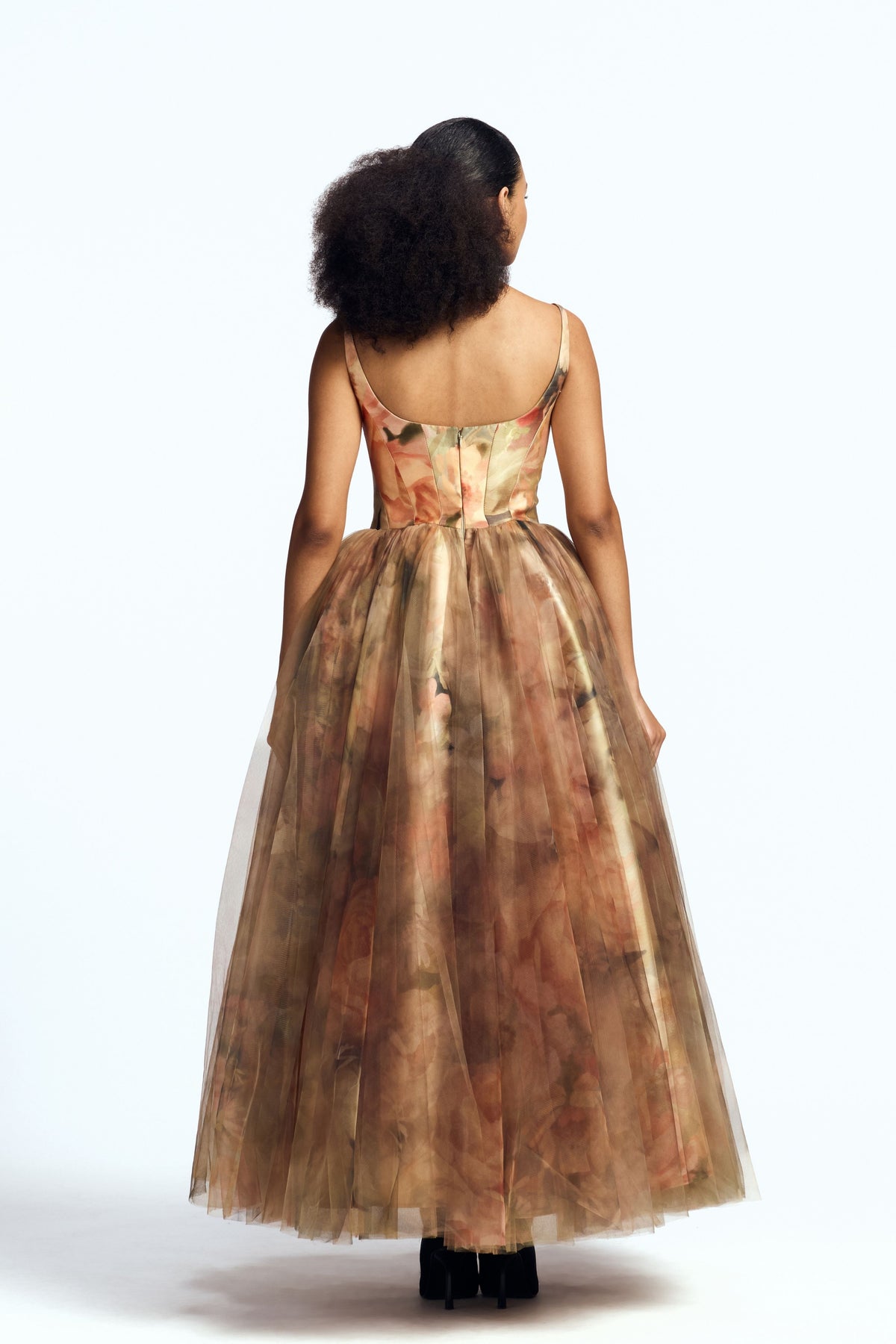 Panelled Corseted Midi Gown