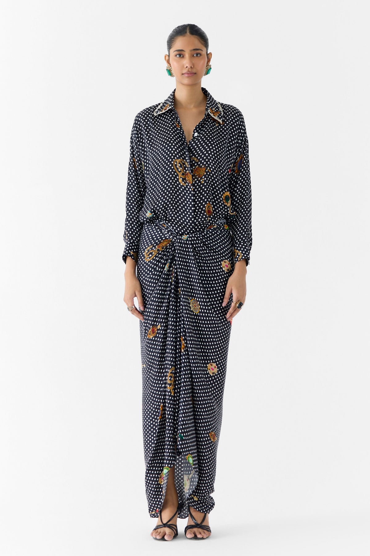 Onyx Polka Dot Shirt Dress