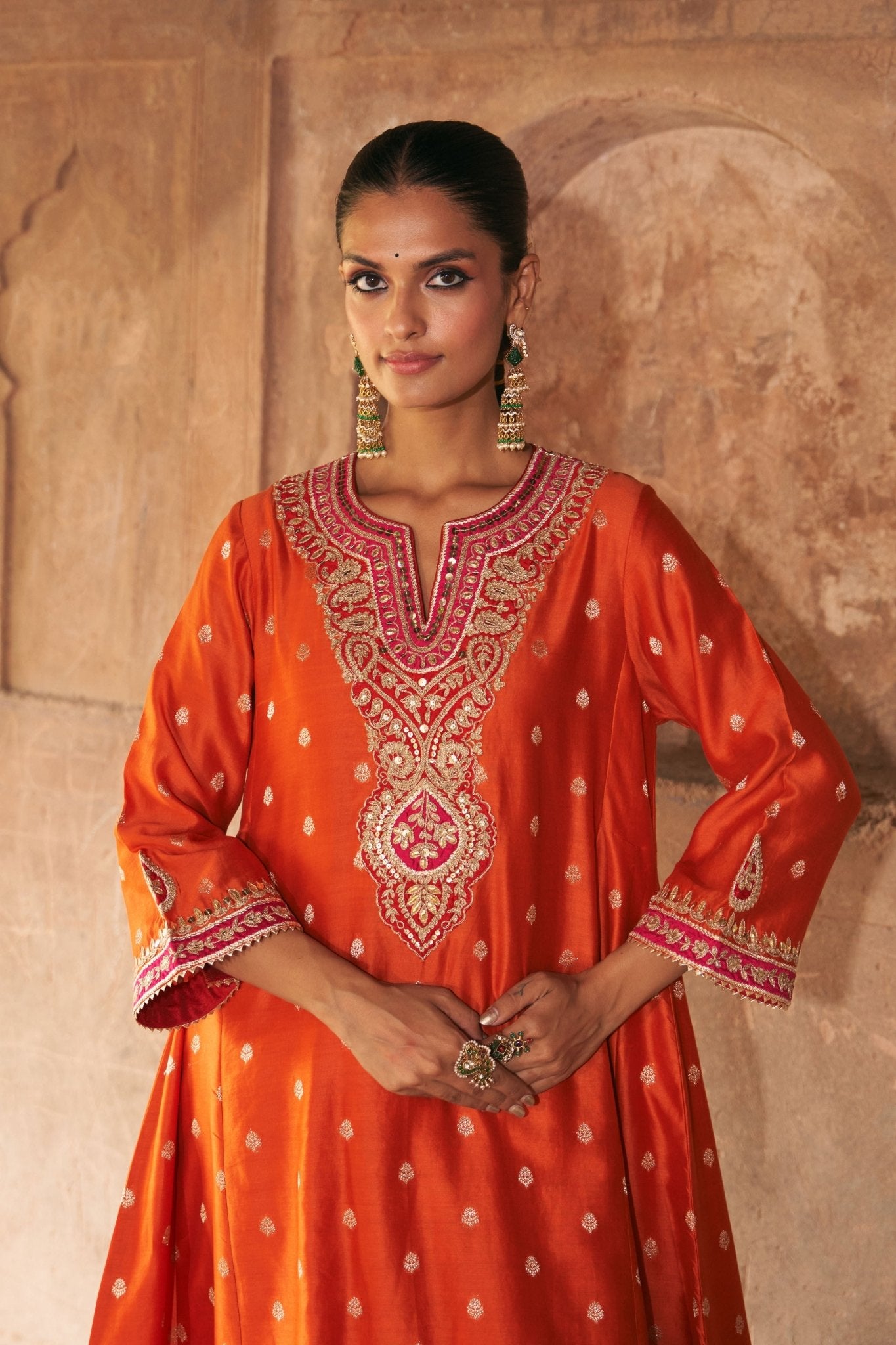 Hafsa Orange Chauga With Salwar - Sheetal Batra - Elahe