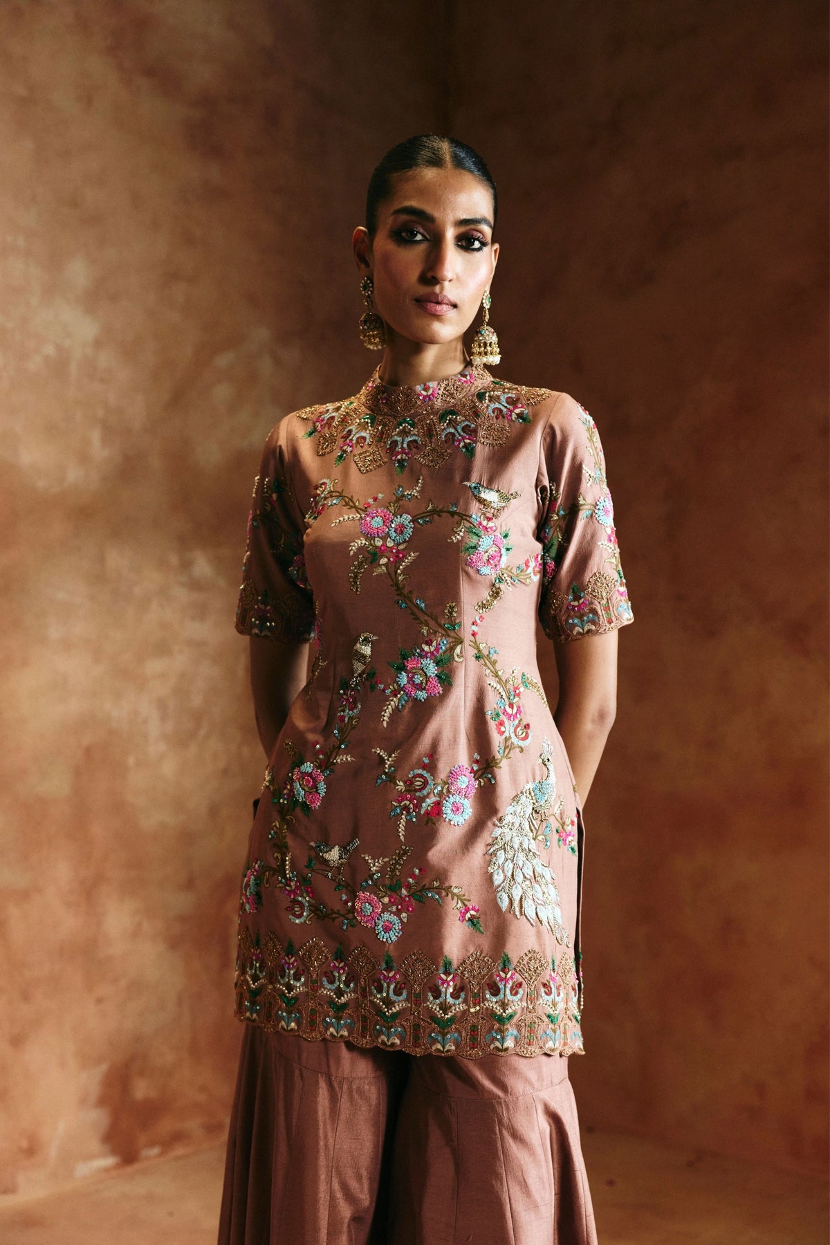 Bronze Zardozi Sindh Sharara Set