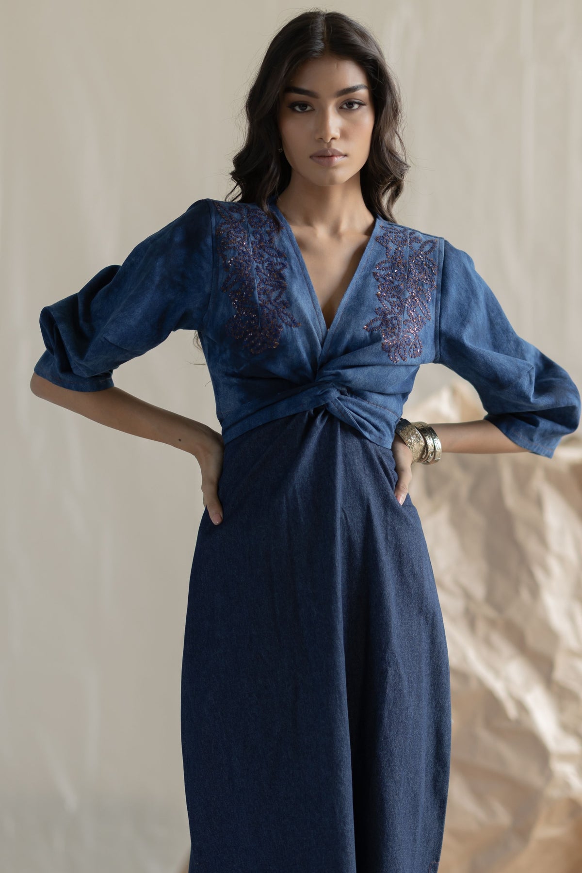 Dark Blue Wrap Around Maxi Dress