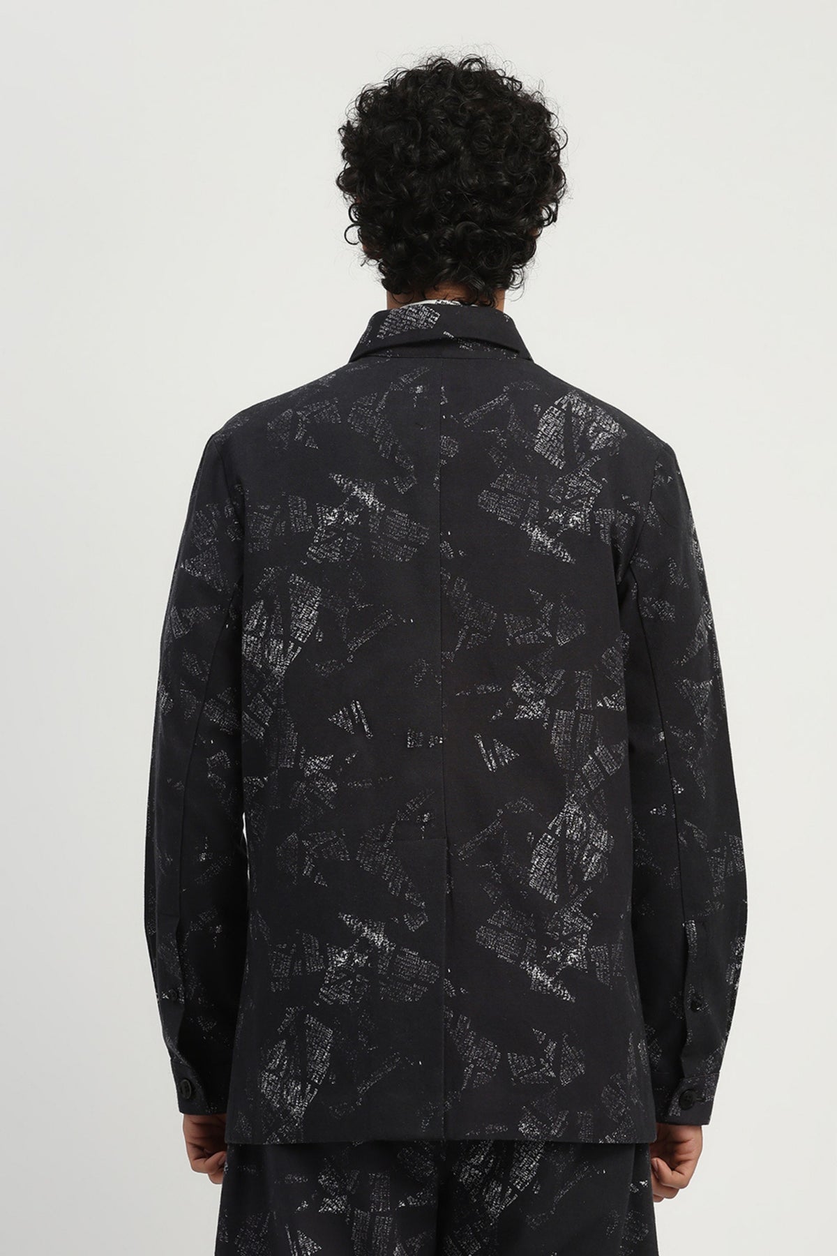 News Print Shirt Jacket