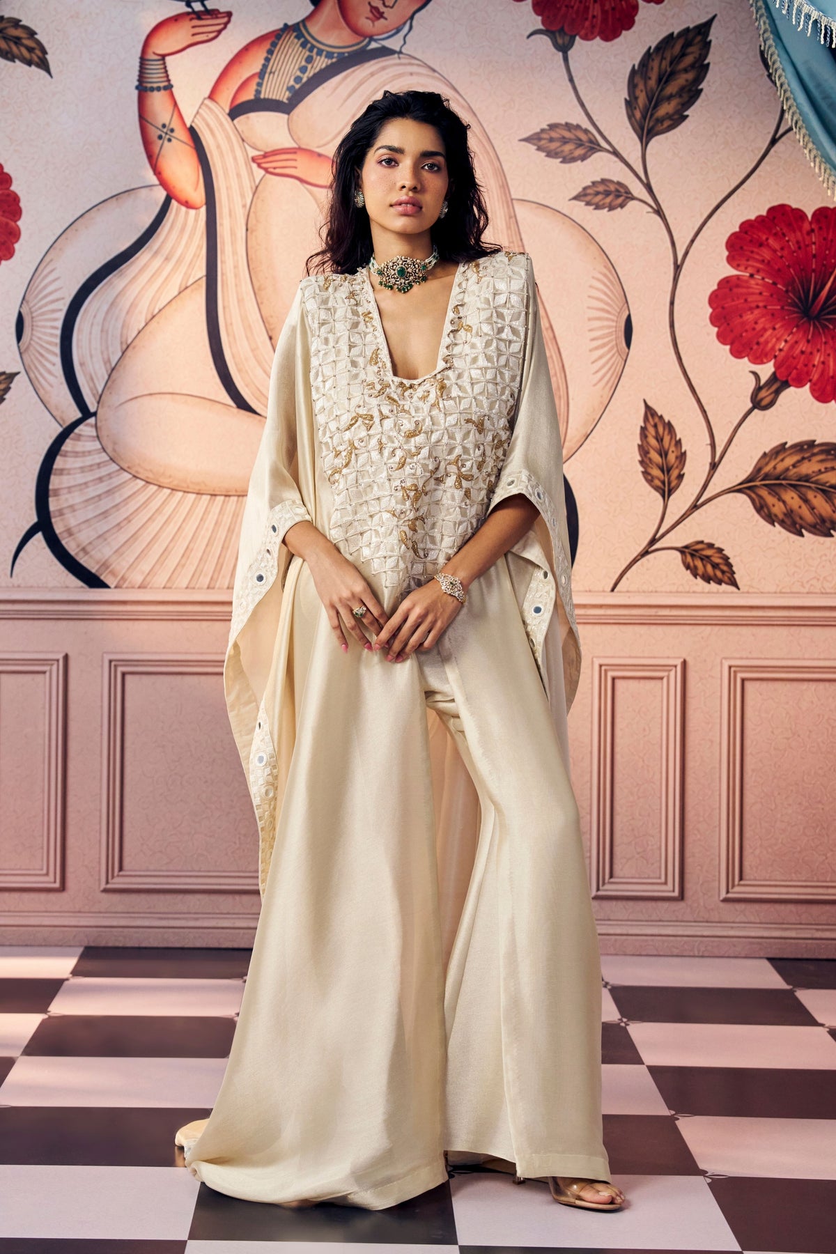 Ivory Mirror Kaftan Set