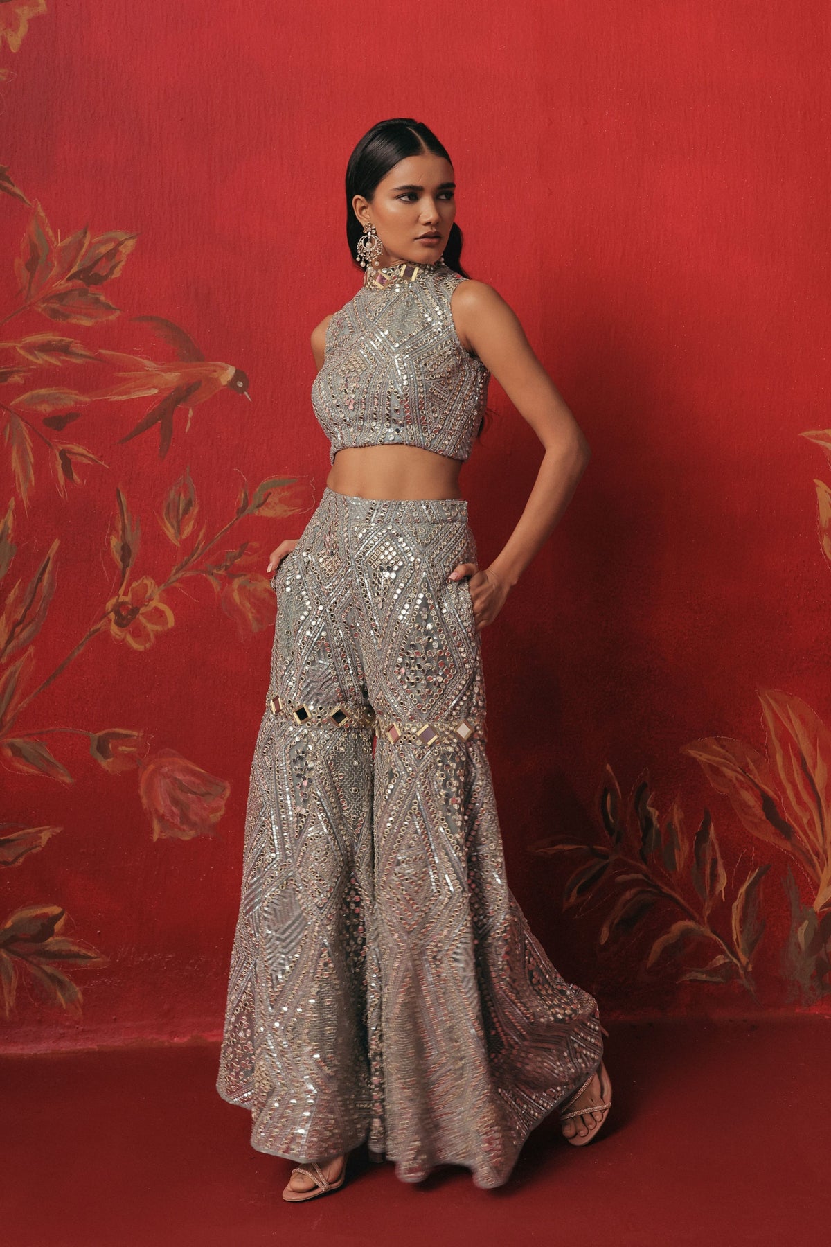 Muted Aqua Sharara Set
