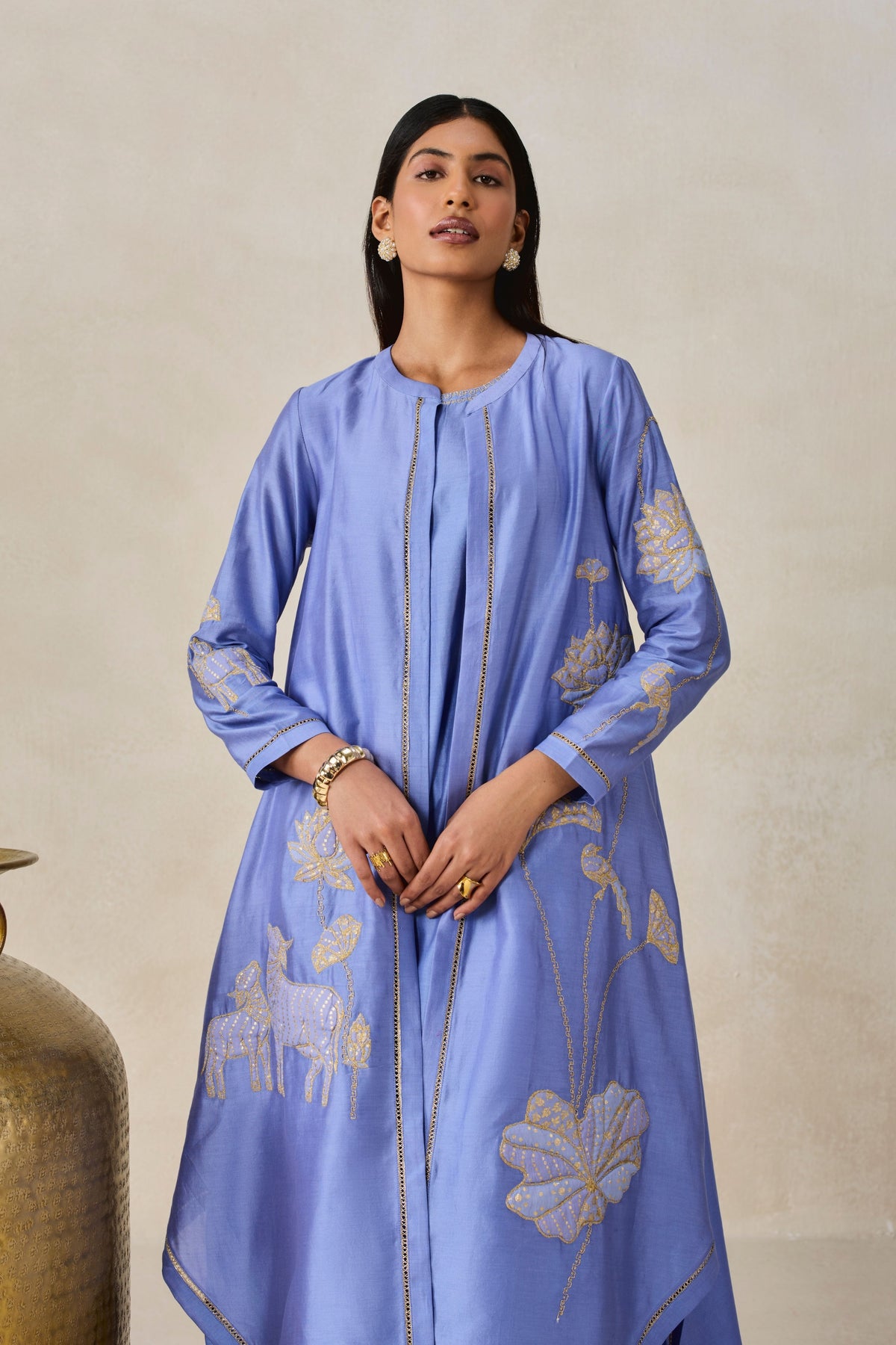 Chanderi Kurta Pants Set