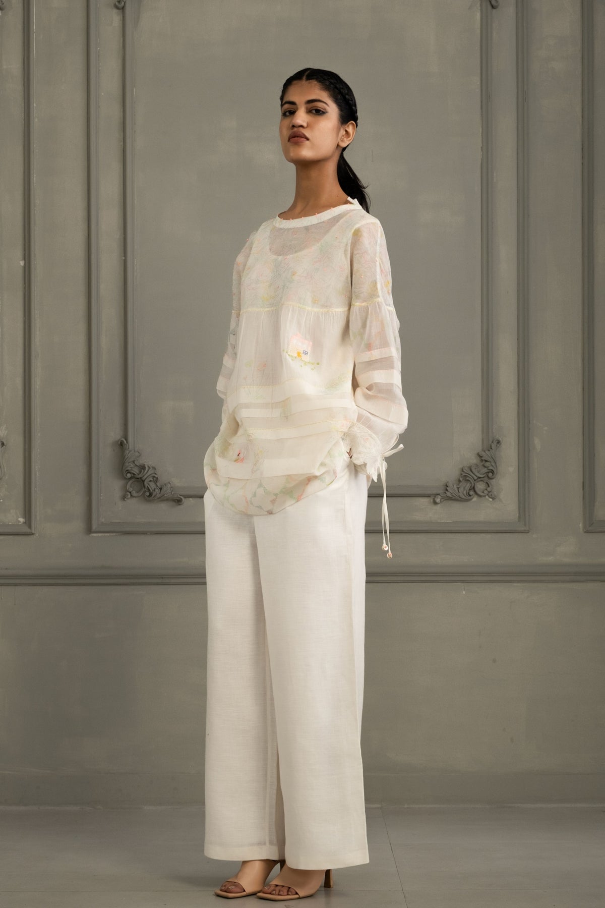 Ivory Embroidered Top Set