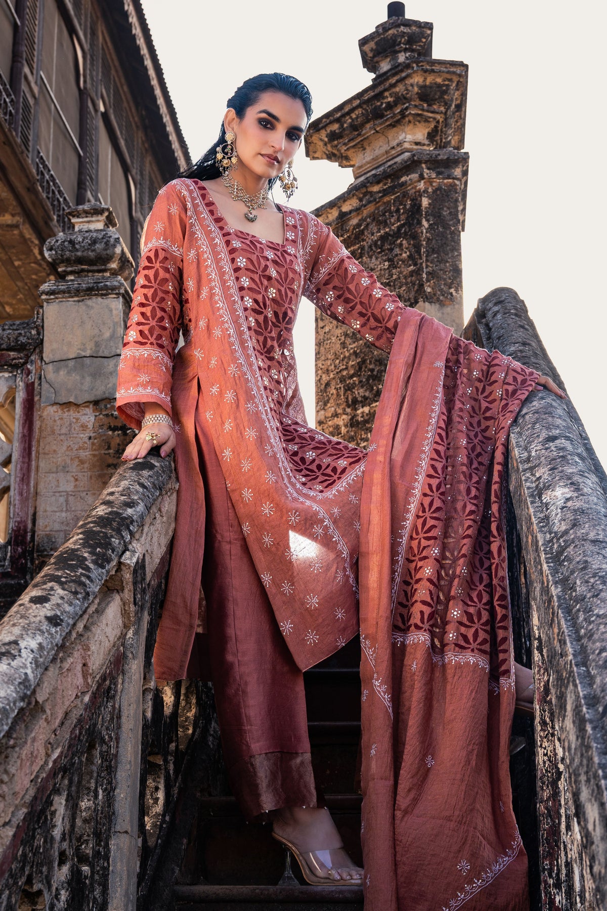 Rustic Red Straight Suit Set