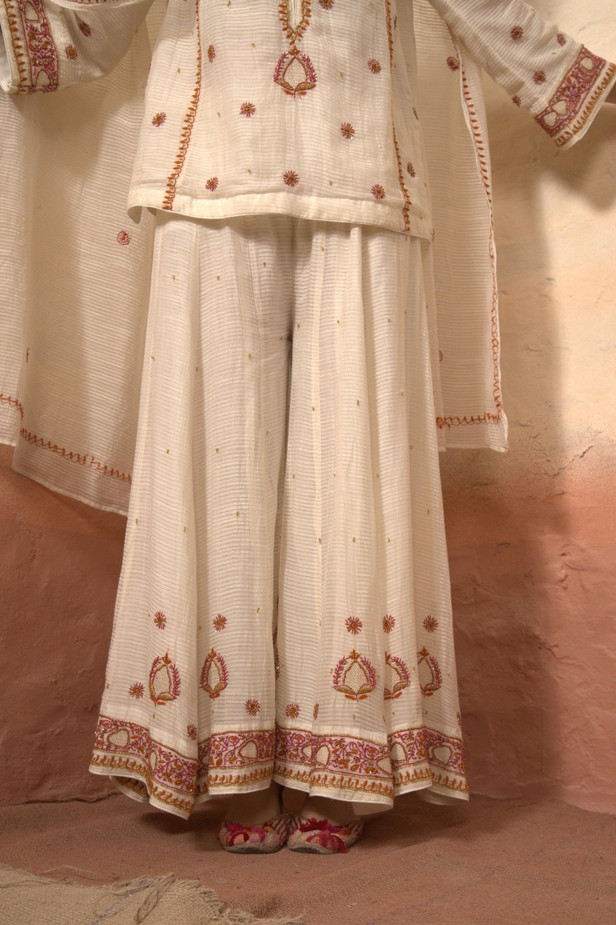 White Chikankari Sharara Set