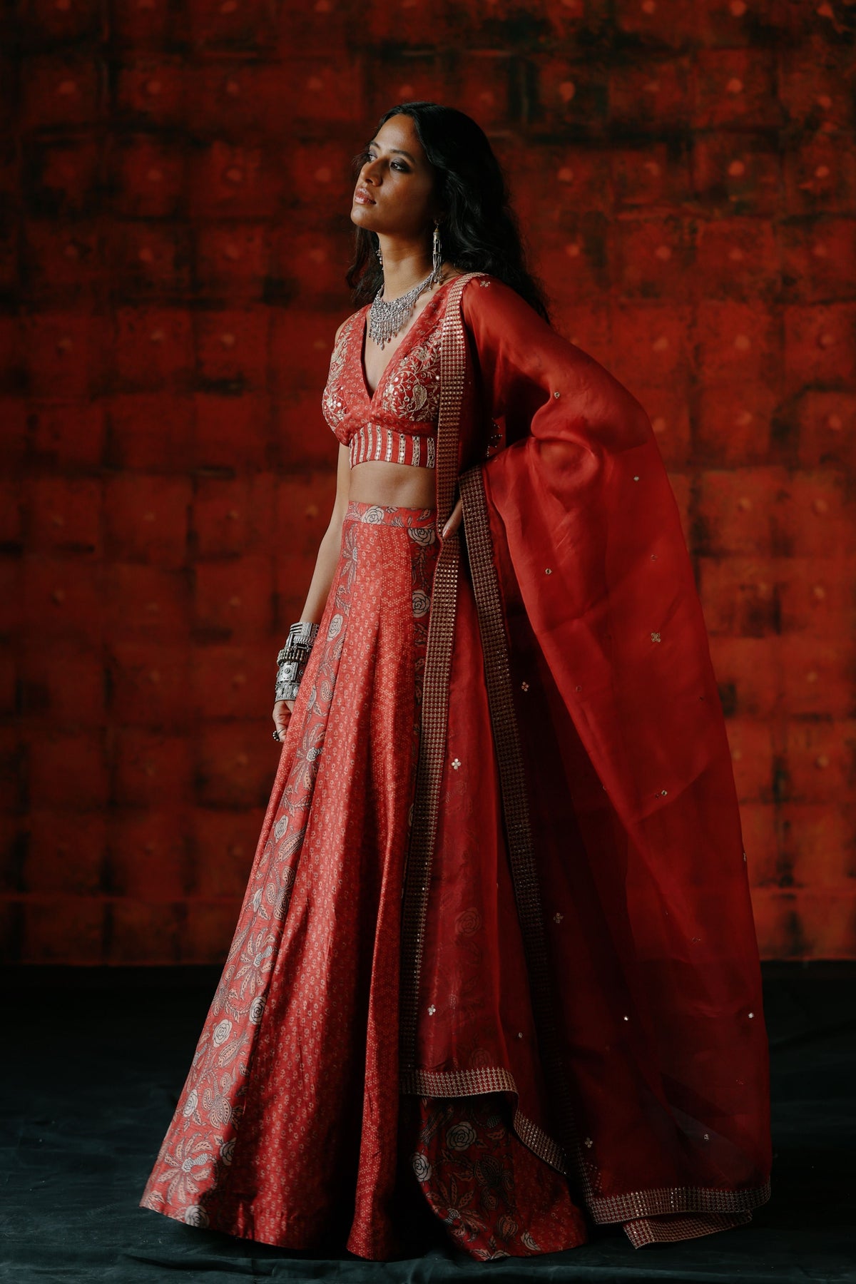 Brick Red Lehenga Set