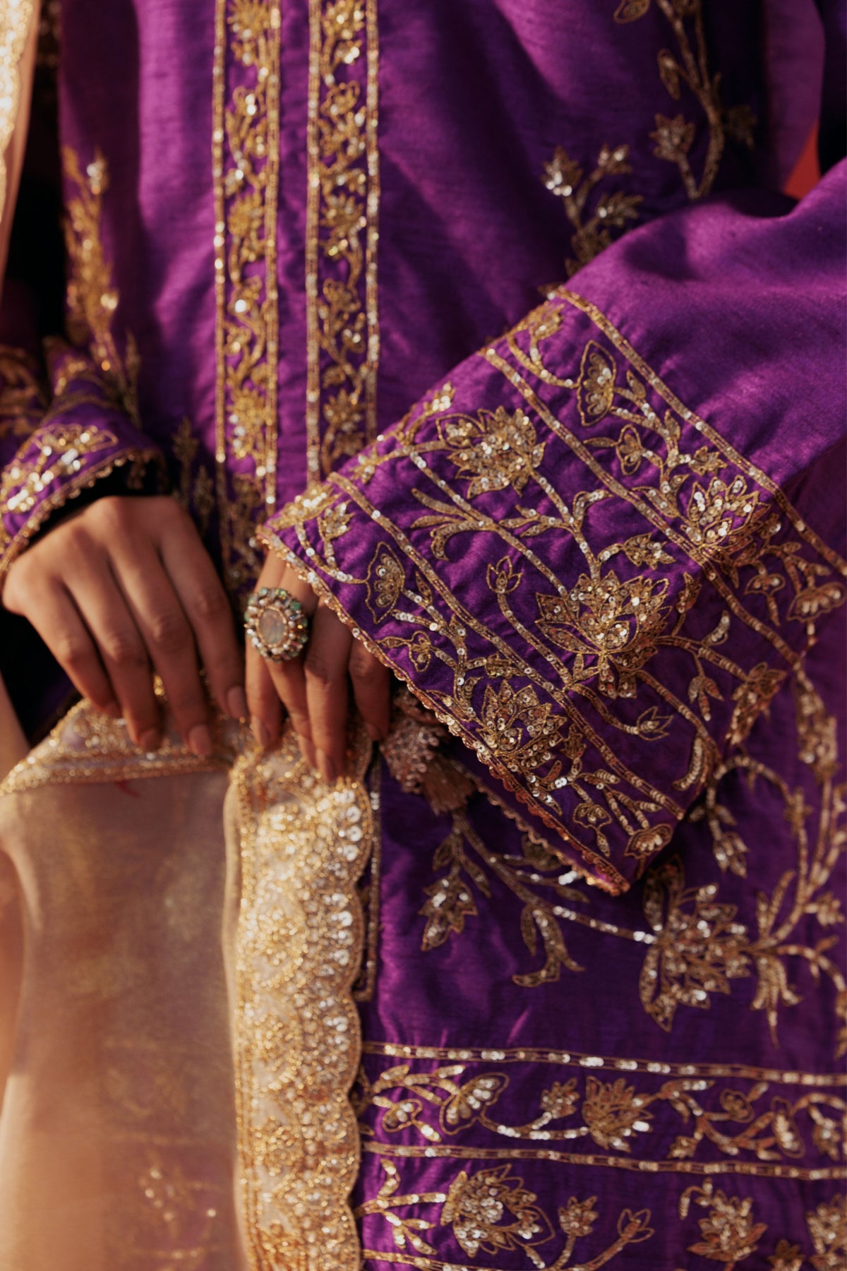 Purple Dupion Kurta Set